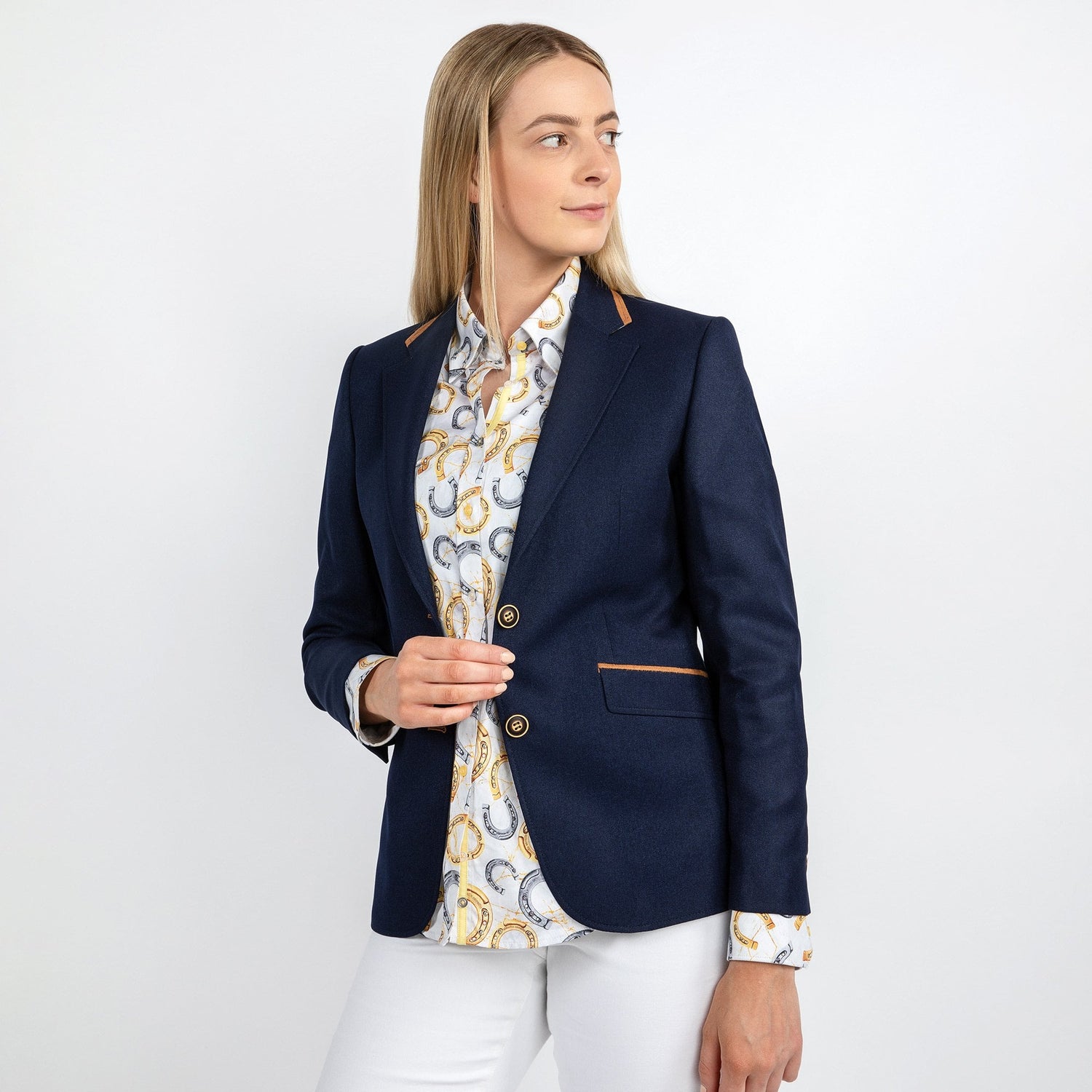 SIGNATURE EQUESTRIAN WOMENS JACKET WITH ELBOW PATCH - Premium Men's Patterned Shirt by Claudio Lugli | Bold Design, Tailored Fit, Best Printed Shirts