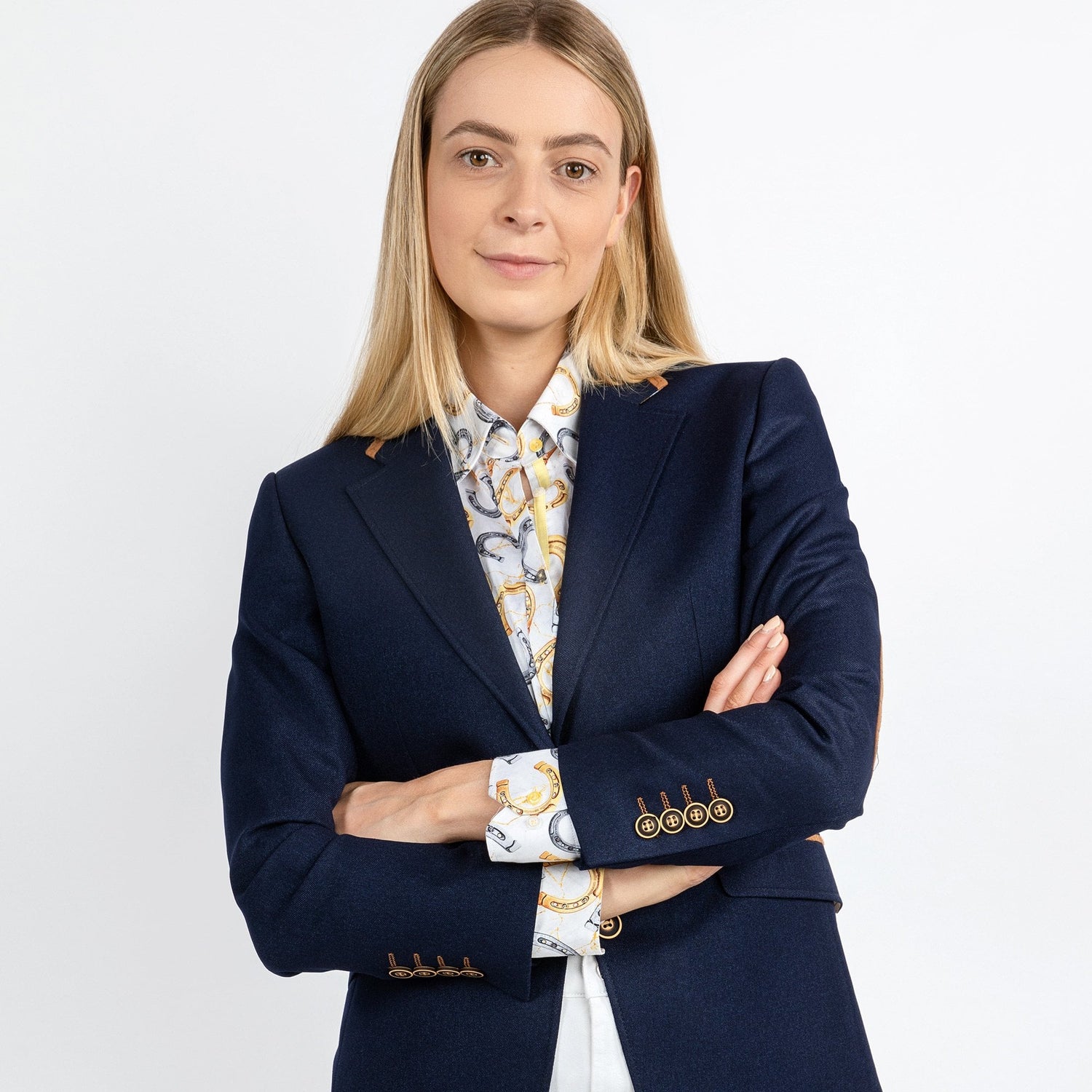 SIGNATURE EQUESTRIAN WOMENS JACKET WITH ELBOW PATCH - Premium Men's Patterned Shirt by Claudio Lugli | Bold Design, Tailored Fit, Best Printed Shirts