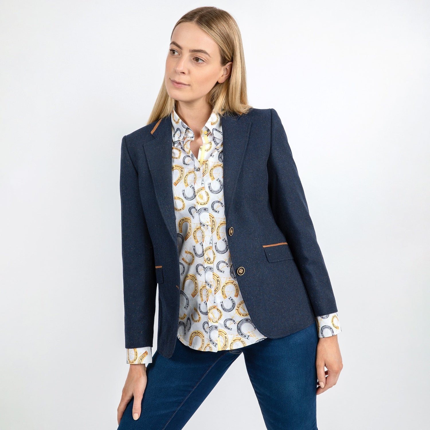 SIGNATURE EQUESTRIAN WOMENS JACKET WITH ELBOW PATCH – Premium Men's Patterned Shirt by Claudio Lugli | Bold Design, Tailored Fit, Best Printed Shirts