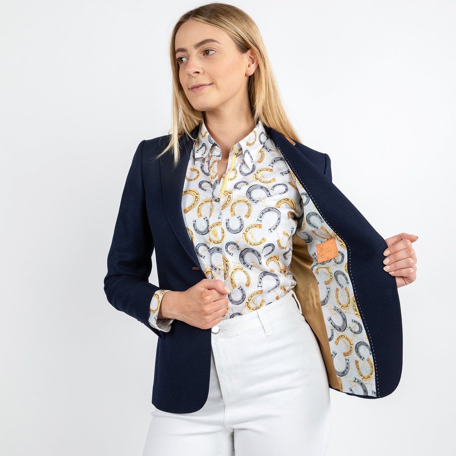 SIGNATURE EQUESTRIAN WOMENS JACKET WITH ELBOW PATCH - Premium Men's Patterned Shirt by Claudio Lugli | Bold Design, Tailored Fit, Best Printed Shirts