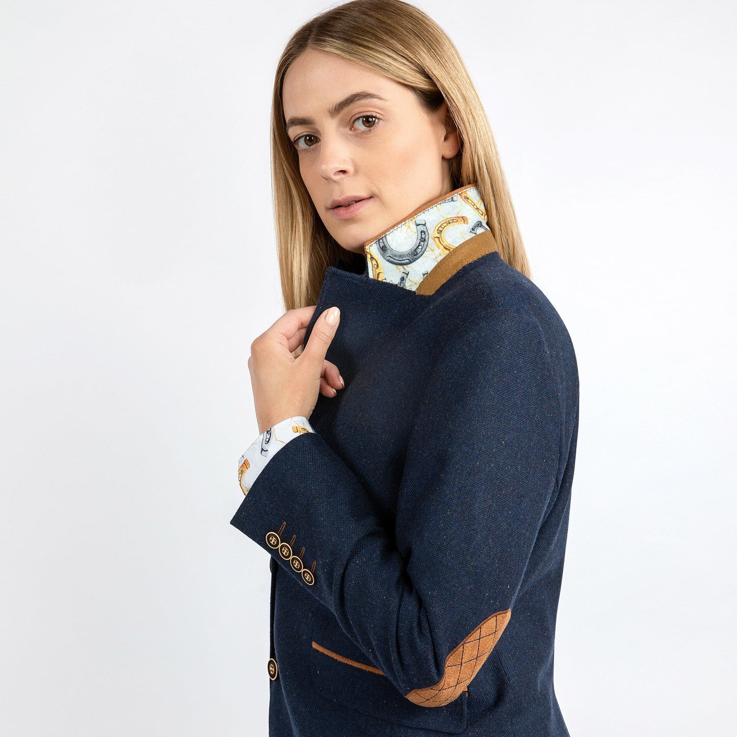 SIGNATURE EQUESTRIAN WOMENS JACKET WITH ELBOW PATCH – Premium Men's Patterned Shirt by Claudio Lugli | Bold Design, Tailored Fit, Best Printed Shirts