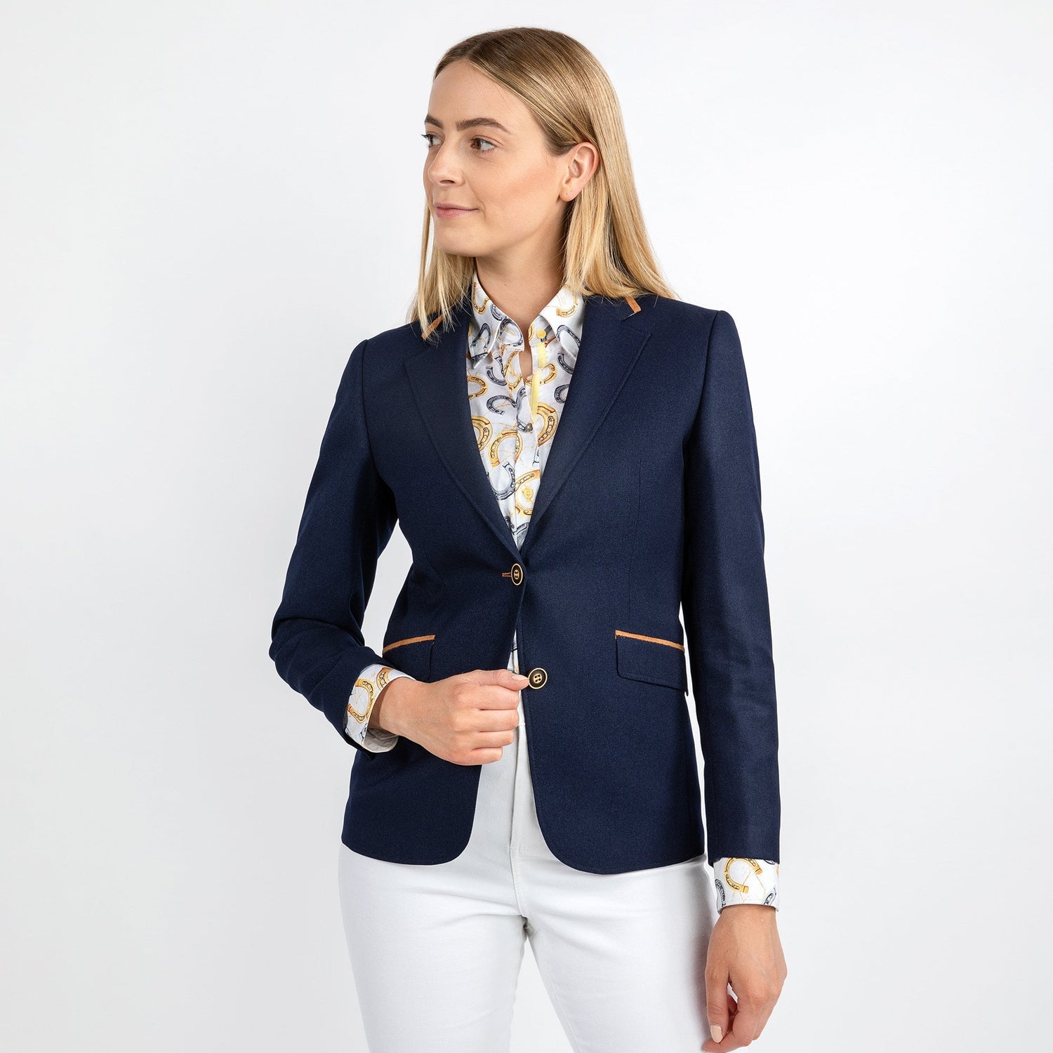 SIGNATURE EQUESTRIAN WOMENS JACKET WITH ELBOW PATCH - Premium Men's Patterned Shirt by Claudio Lugli | Bold Design, Tailored Fit, Best Printed Shirts