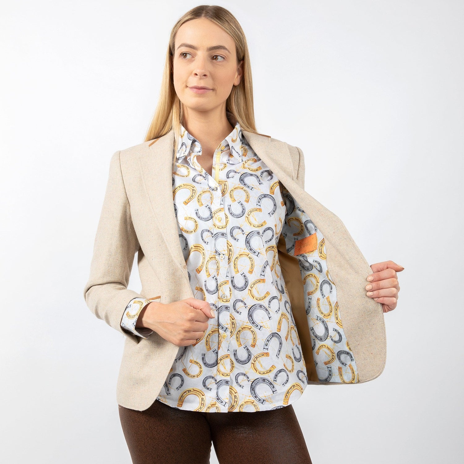 SIGNATURE EQUESTRIAN WOMENS JACKET WITH ELBOW PATCH – Premium Men's Patterned Shirt by Claudio Lugli | Bold Design, Tailored Fit, Best Printed Shirts