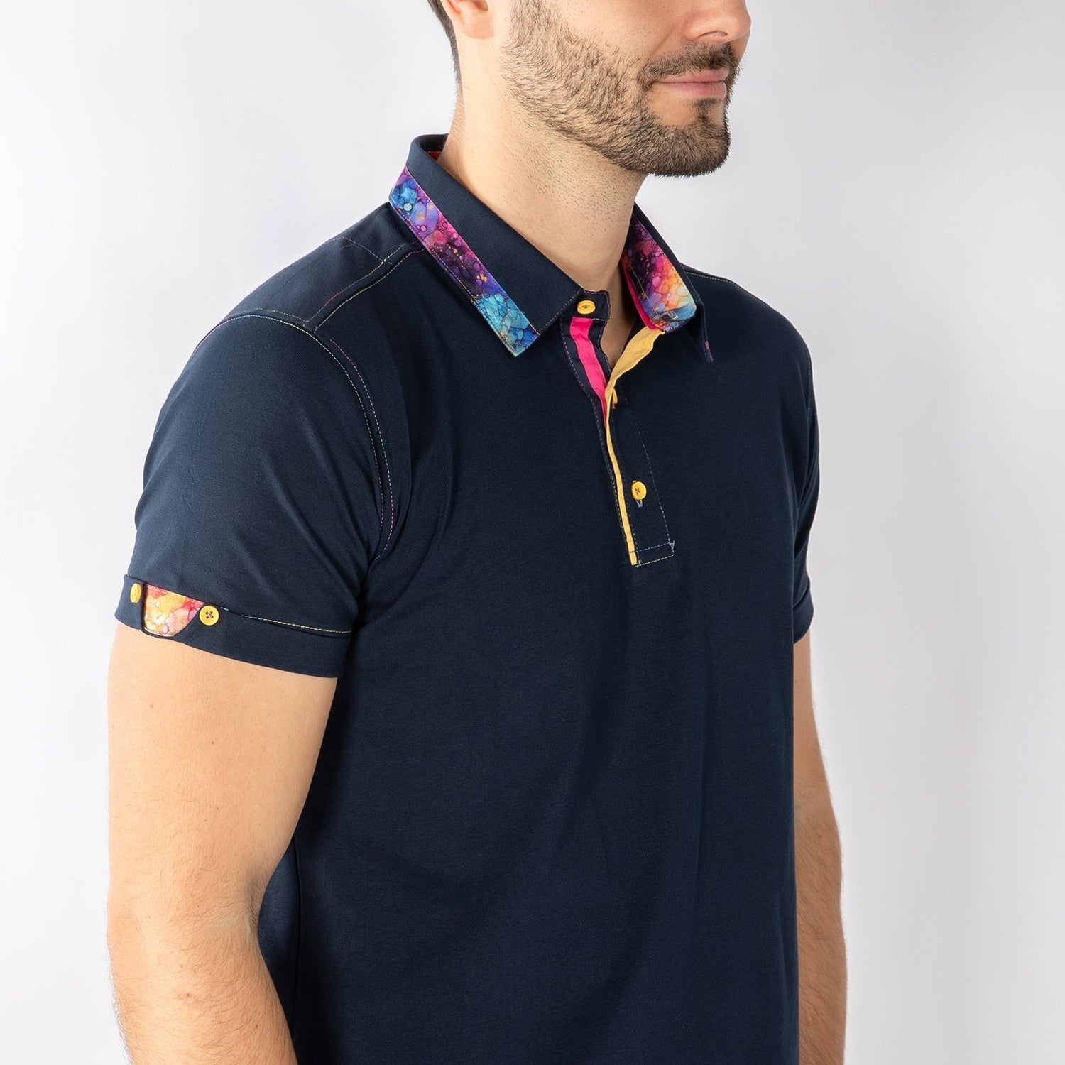 SIGNATURE POLO SHIRT WITH MARBLE INSERT - Claudio Lugli Shirts