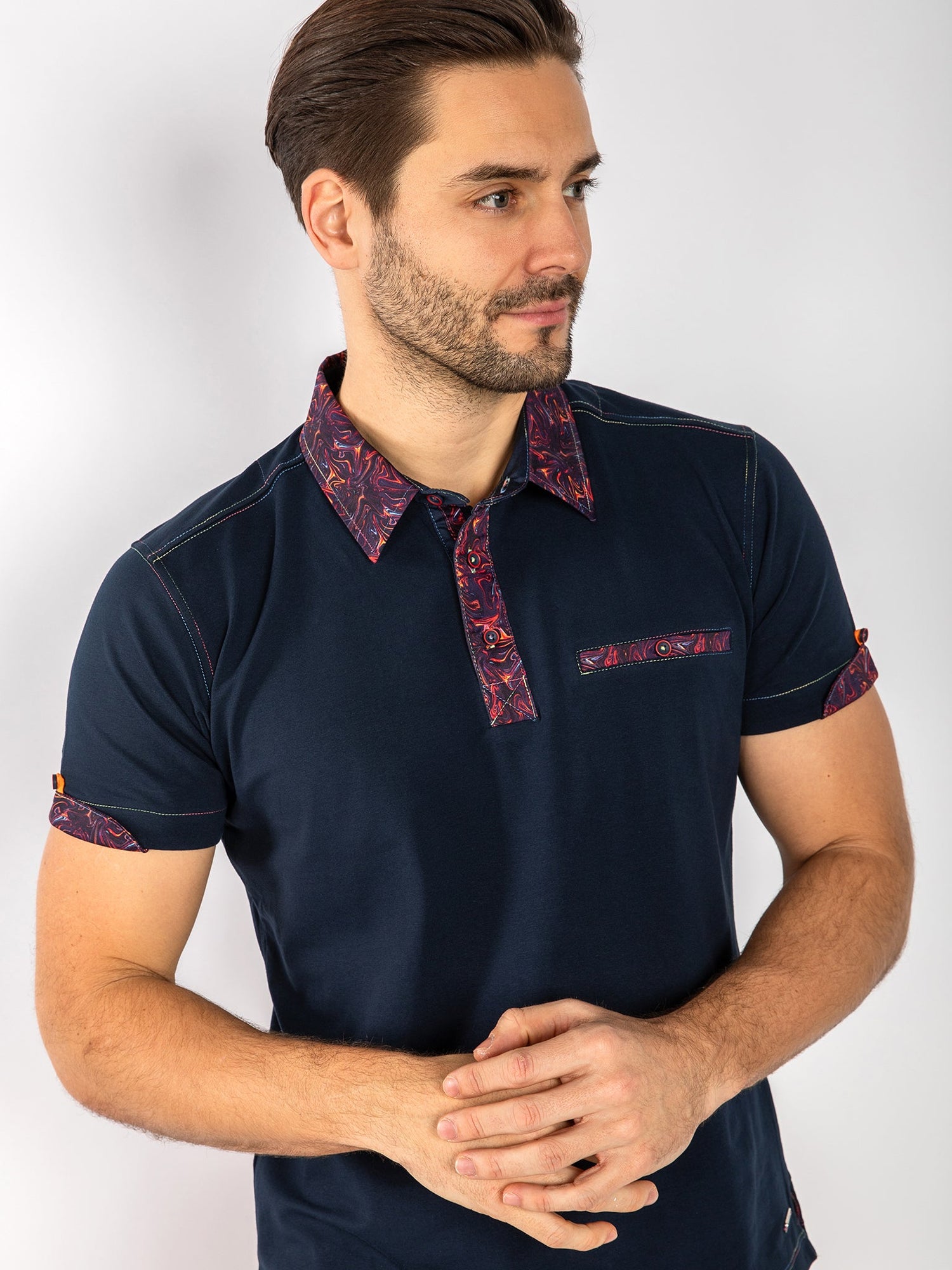 SIGNATURE POLO SHIRT WITH SHIMMER INSERT - Claudio Lugli Shirts