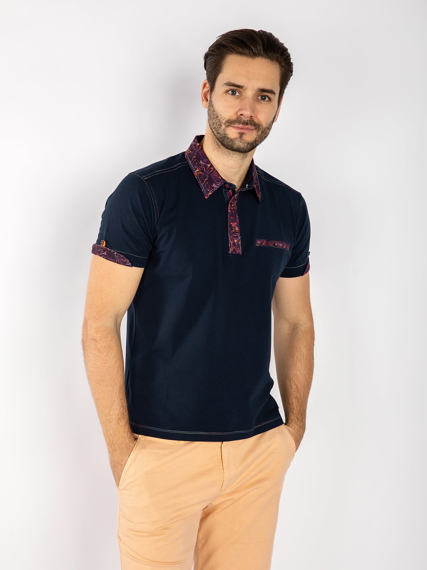 SIGNATURE POLO SHIRT WITH SHIMMER INSERT - Claudio Lugli Shirts