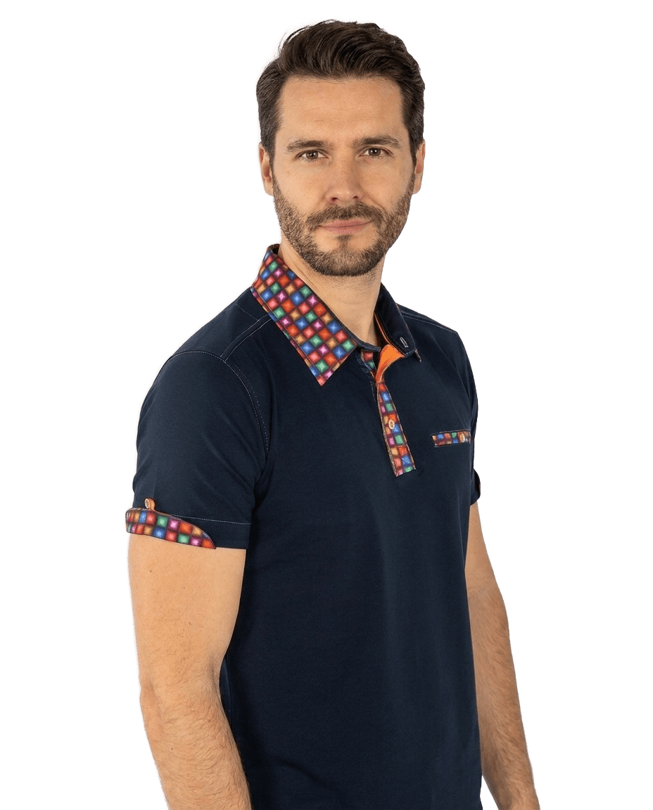 Signature Polo Shirt with Squares Insert - Claudio Lugli Shirts