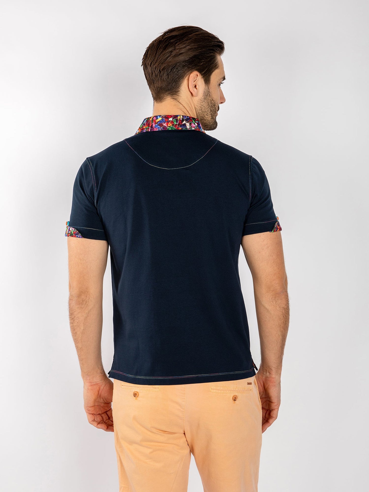 SIGNATURE POLO SHIRT WITH STAINED GLASS INSERT - Claudio Lugli Shirts