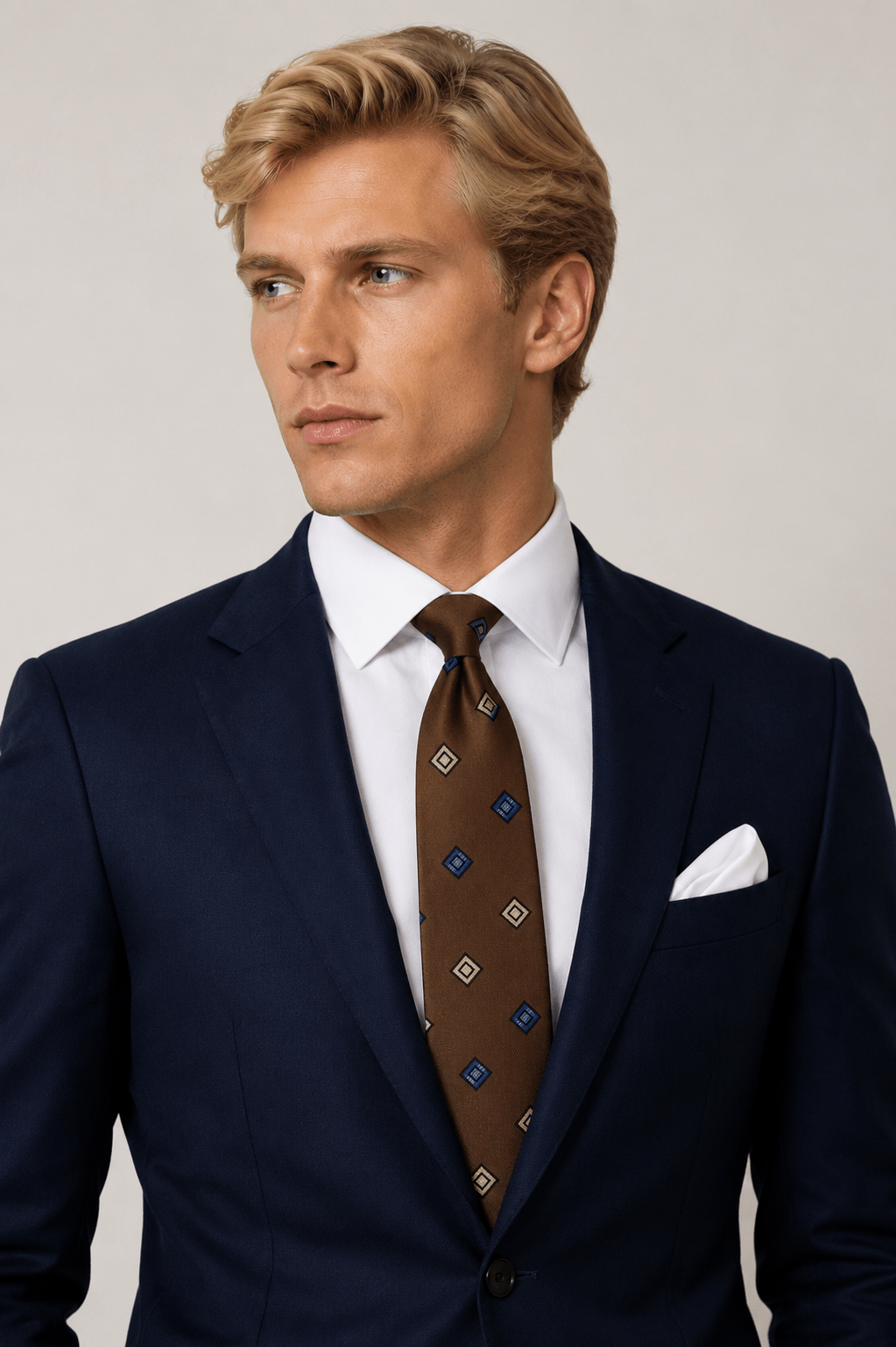 Silk Brown & Blue Diamonds Neck - Tie - Claudio Lugli Shirts
