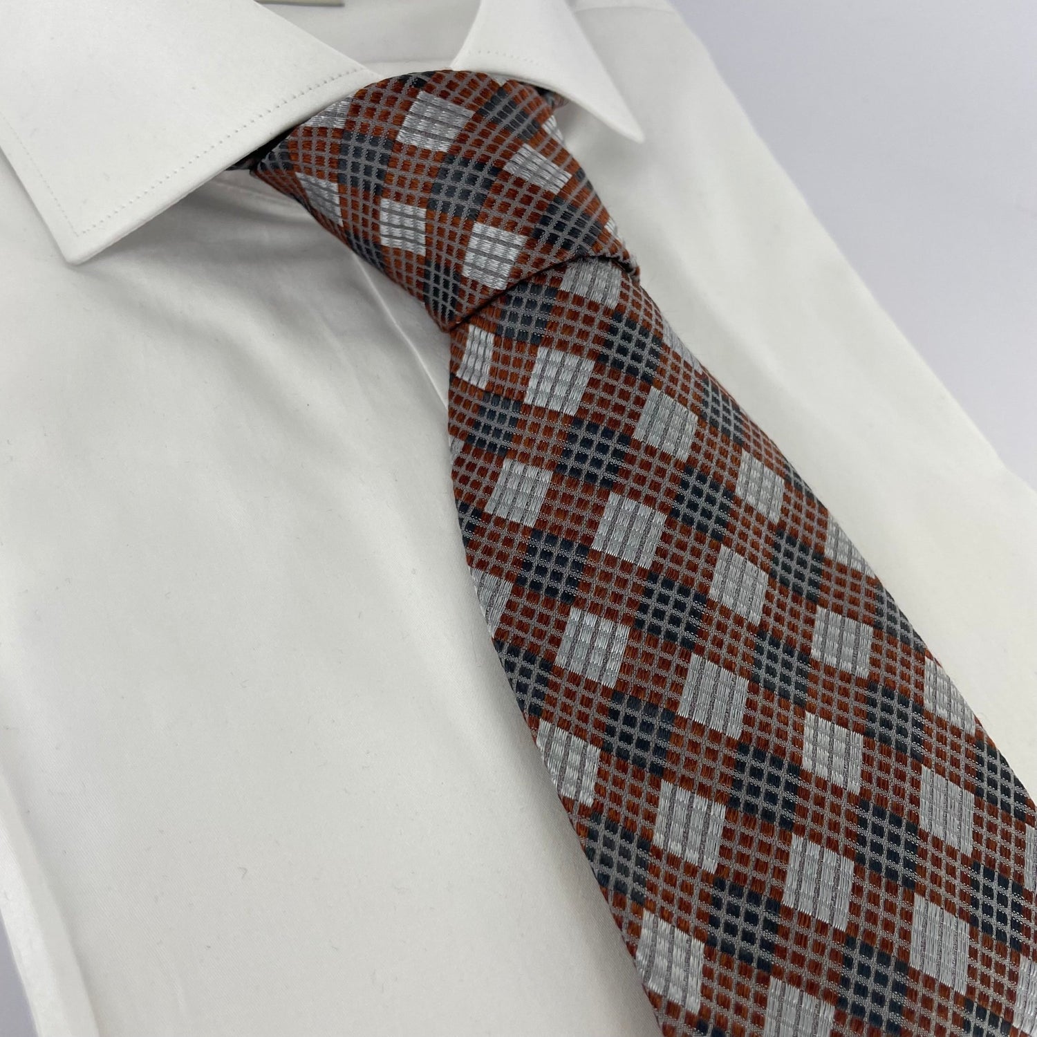 Silk Brown Check Neck-Tie - Premium Men's Patterned Shirt by Claudio Lugli | Bold Design, Tailored Fit, Best Printed Shirts