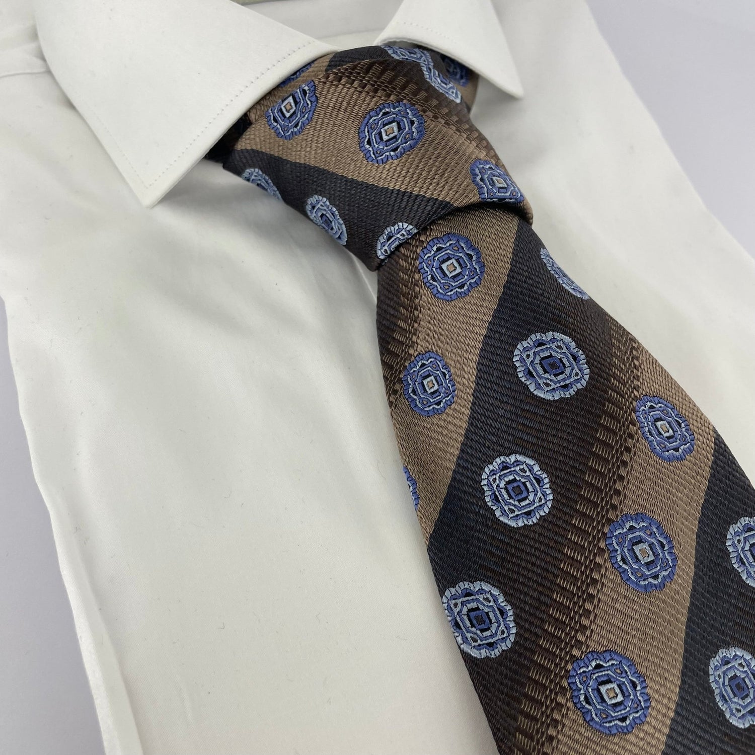 Silk Brown Stripe Neck-Tie - Premium Men's Patterned Shirt by Claudio Lugli | Bold Design, Tailored Fit, Best Printed Shirts