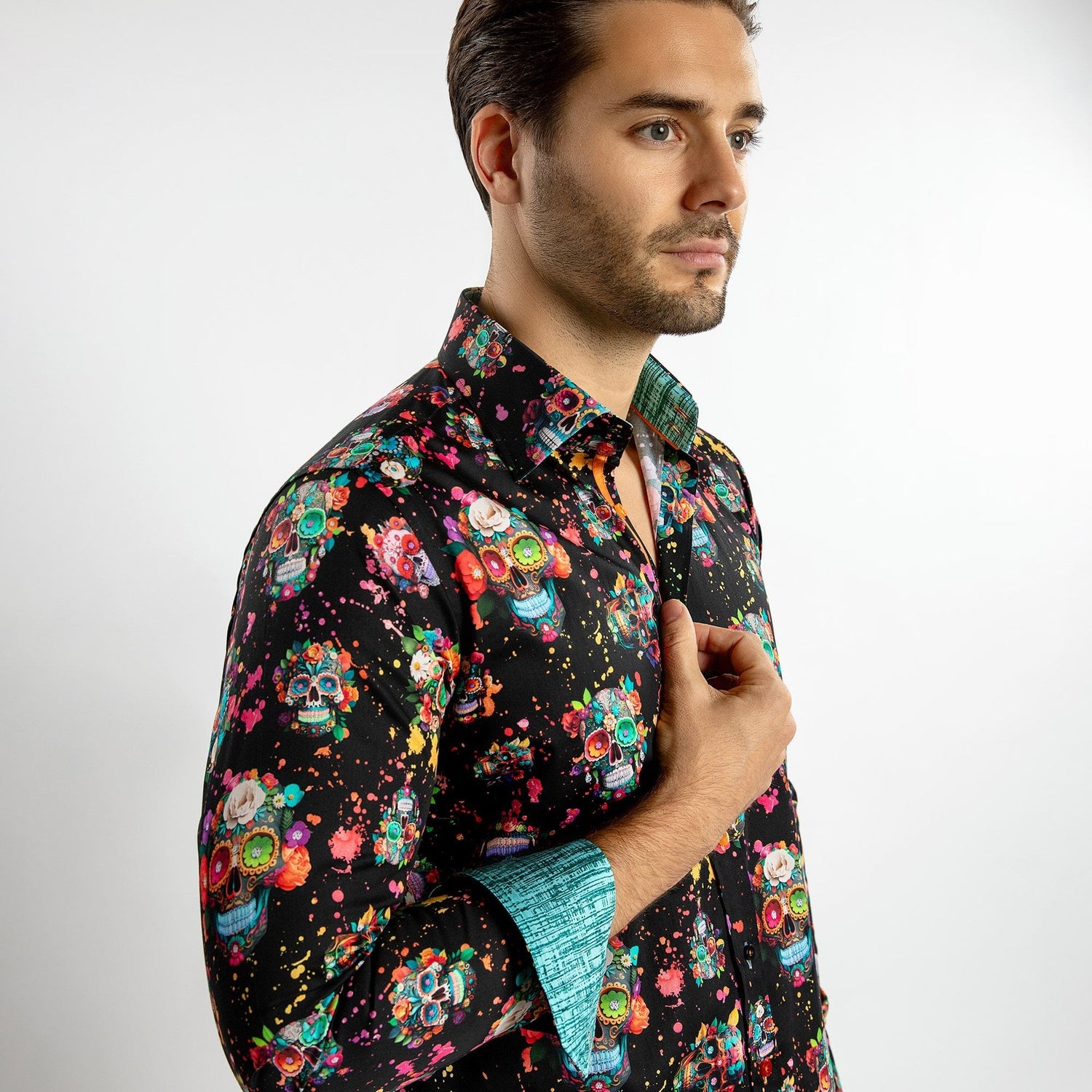 SKULL FETE FLORAL PRINT SHIRT - Premium Men's Patterned Shirt by Claudio Lugli | Bold Design, Tailored Fit, Best Printed Shirts