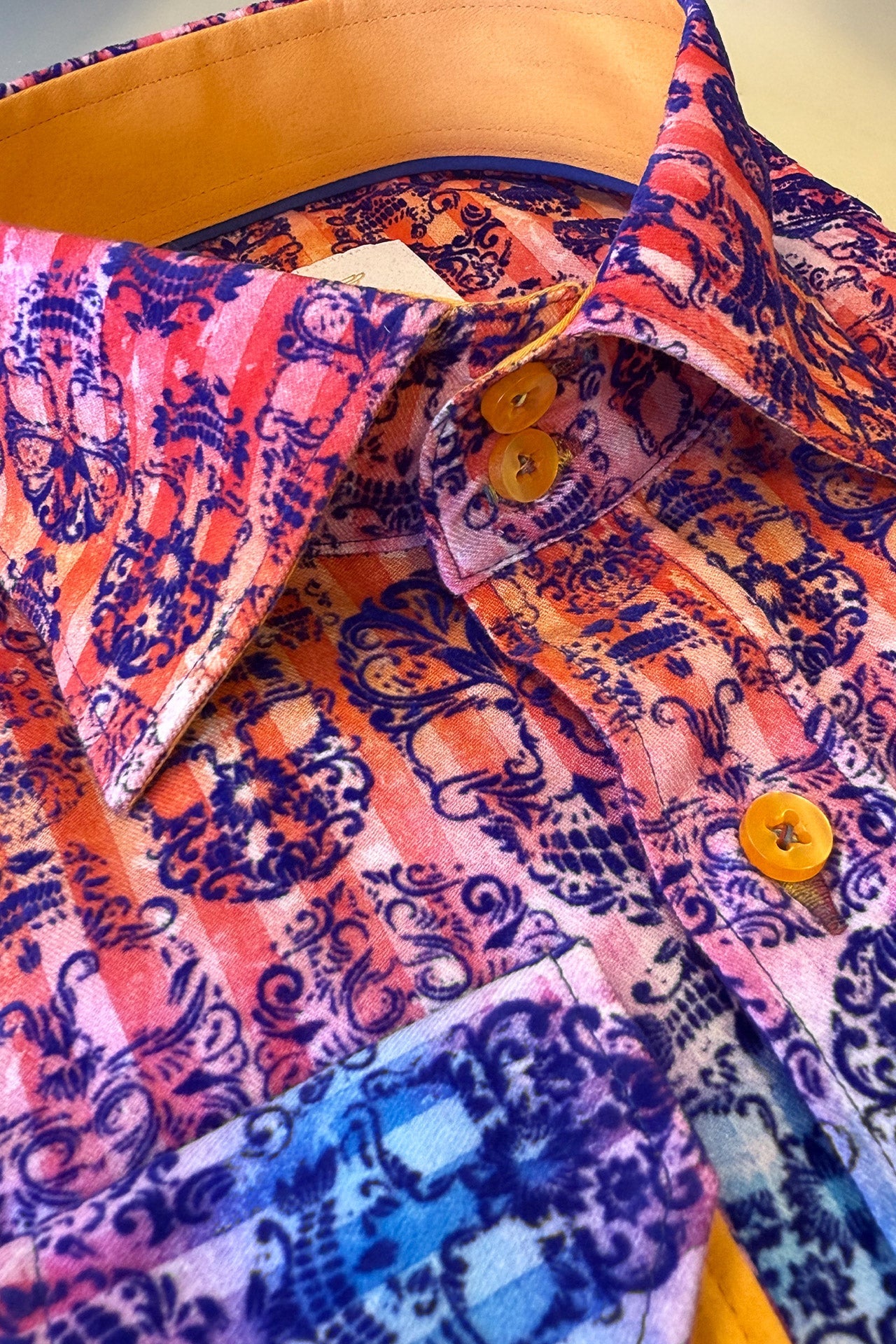 SKULL FLOCKING SHIRT WITH GRADIENT TIE - DYE LUXURY TEXTURED FINISH - Claudio Lugli Shirts