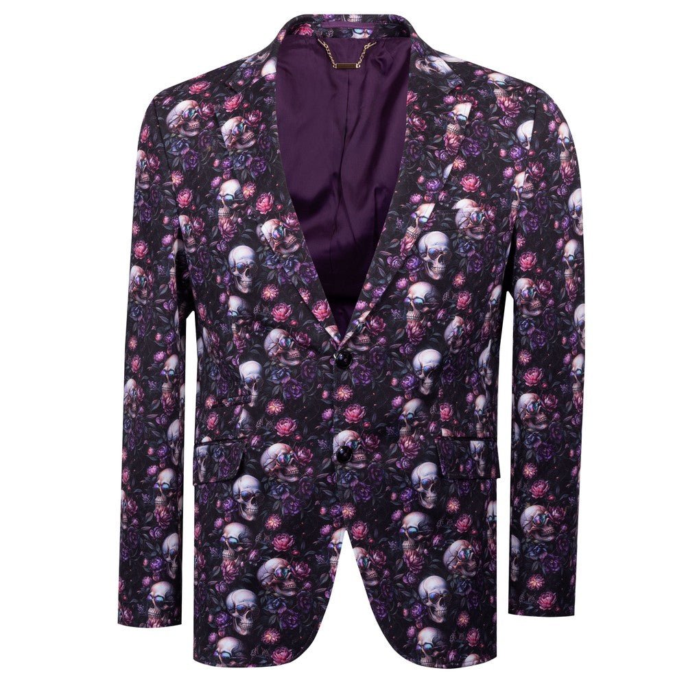 SKULL & FLORAL PRINTED FITTED JACKET - Claudio Lugli Shirts