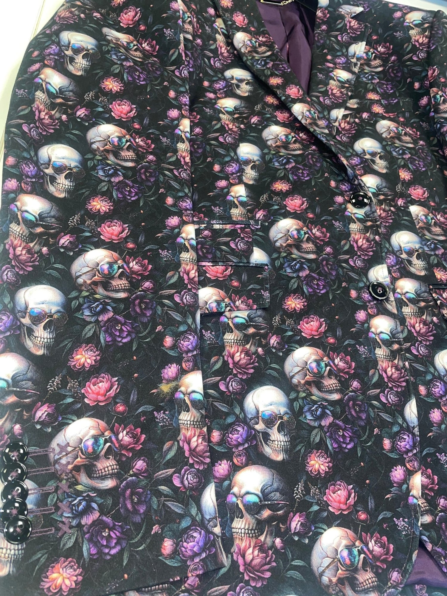 SKULL & FLORAL PRINTED FITTED JACKET - Claudio Lugli Shirts