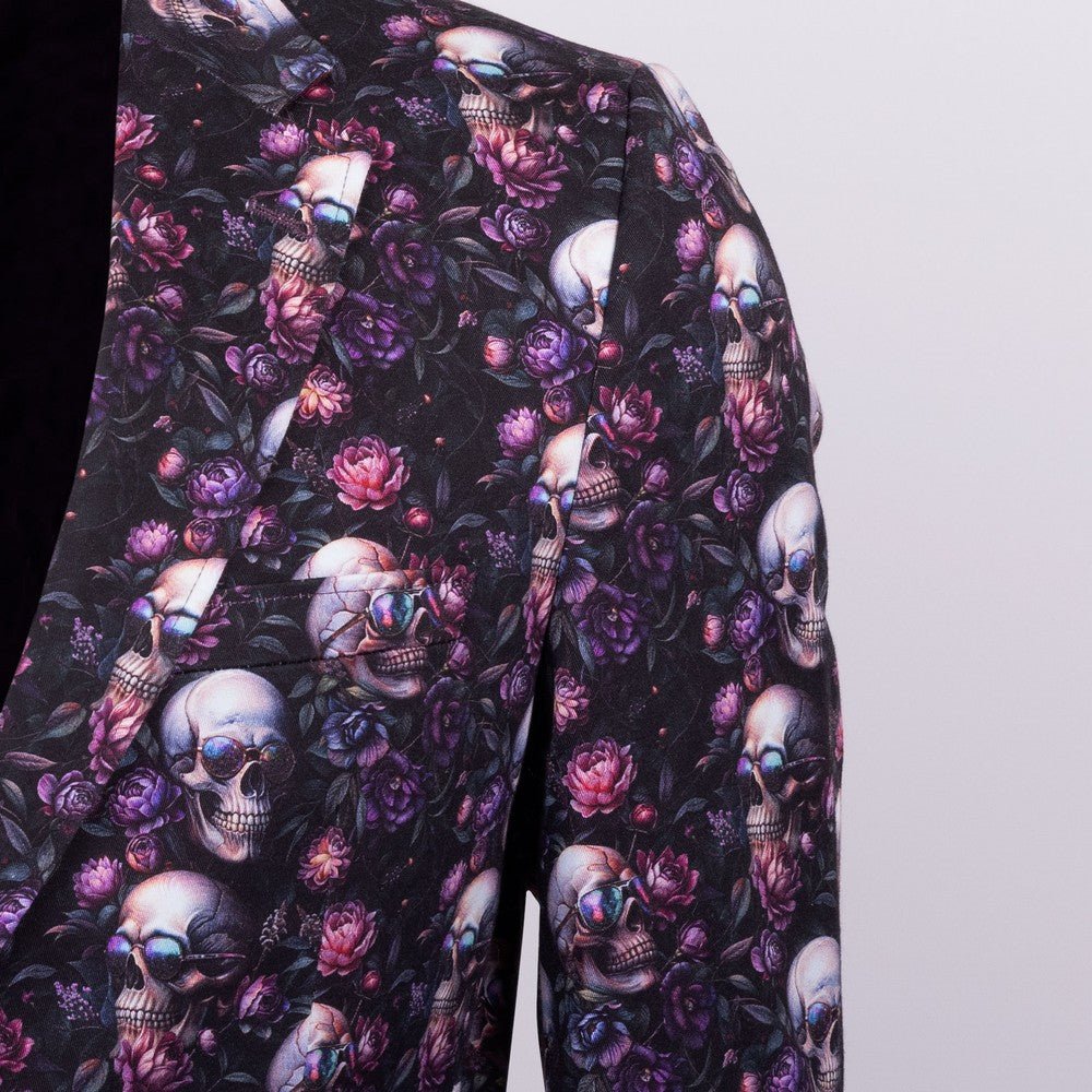 SKULL & FLORAL PRINTED FITTED JACKET - Claudio Lugli Shirts