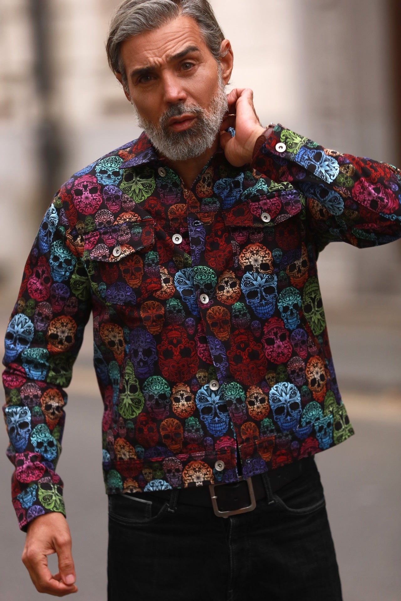 SKULL PRINT SHACKET - Premium Men's Patterned Shirt by Claudio Lugli | Bold Design, Tailored Fit, Best Printed Shirts
