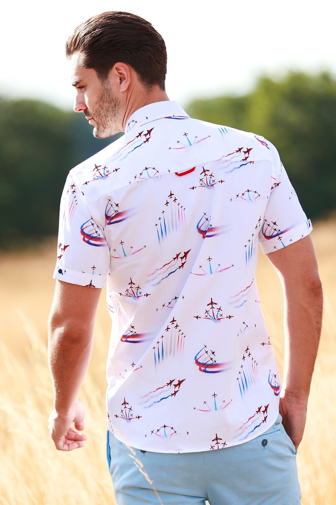 SKYBOUND SPECTACLE RED ARROWS PRINT SHORT SLEEVE SHIRT - Claudio Lugli Shirts