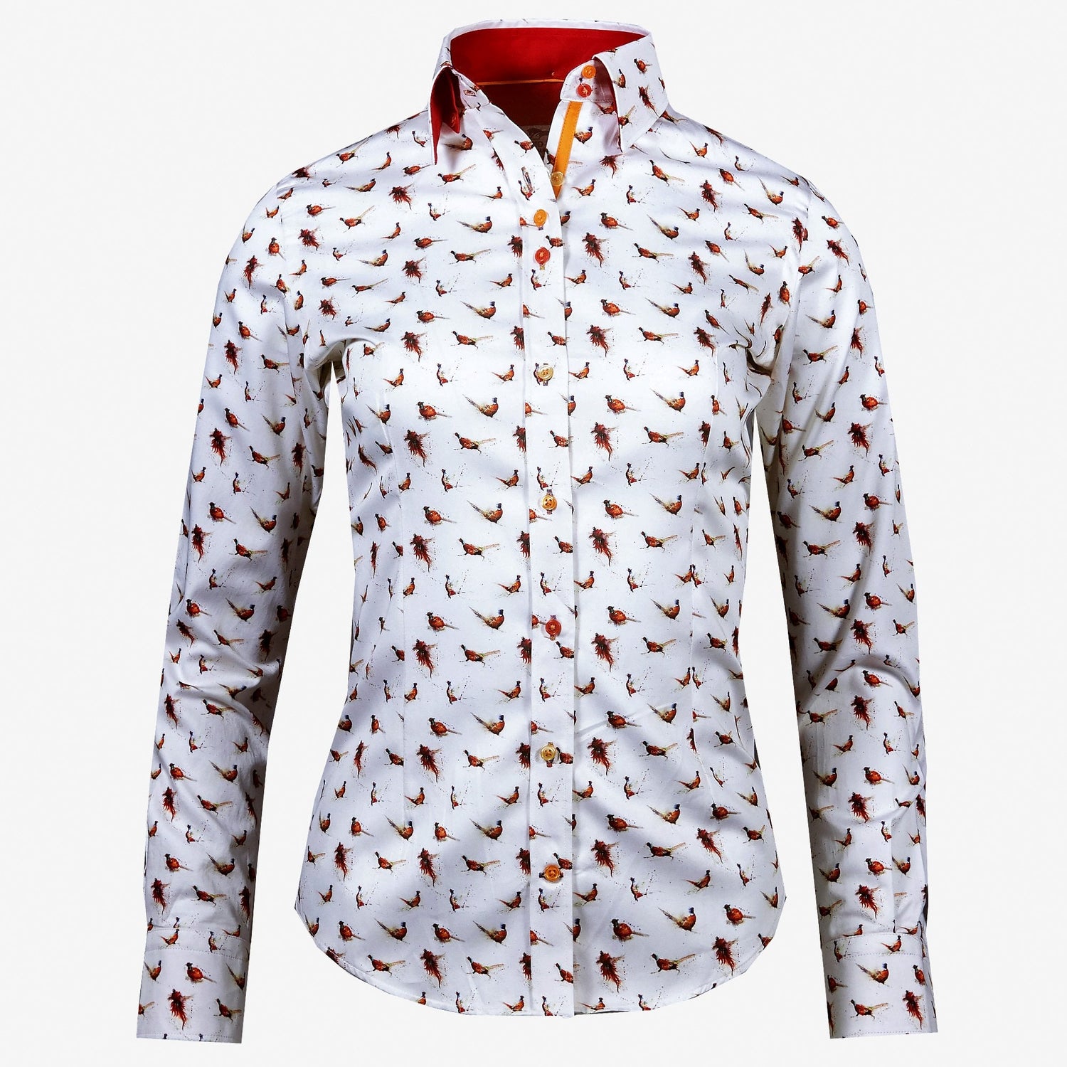 SMALL PHEASANT PRINT WOMENS SHIRT - Premium Men's Patterned Shirt by Claudio Lugli | Bold Design, Tailored Fit, Best Printed Shirts