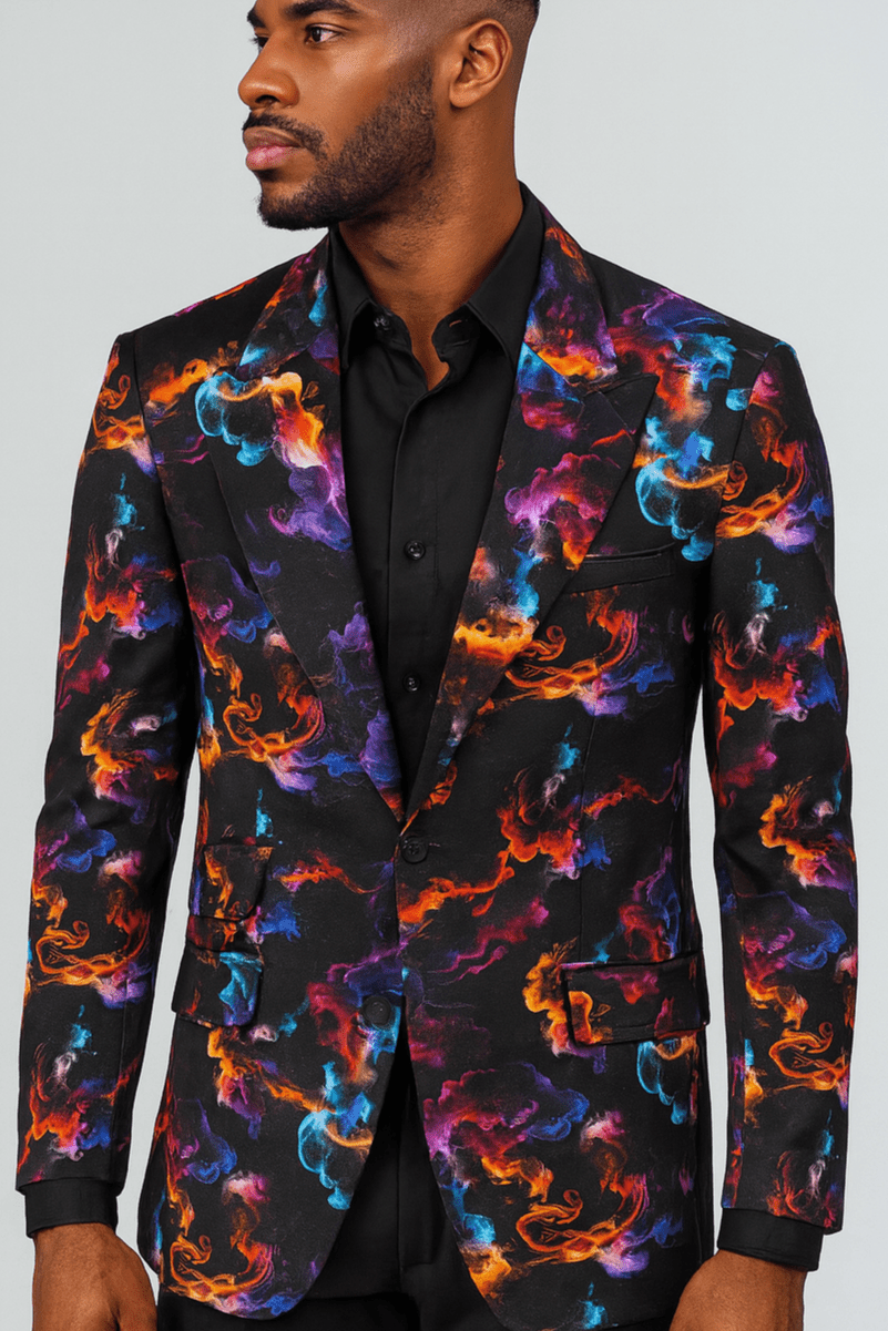 SMOKE AND COLOUR SYMPHONY PRINT JACKET – Premium Men's Patterned Shirt by Claudio Lugli | Bold Design, Tailored Fit, Best Printed Shirts