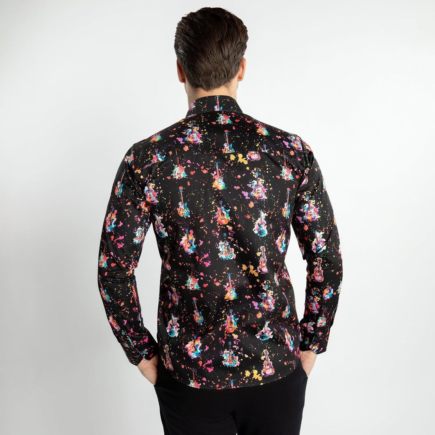 SPLASH GUITAR PRINT SHIRT – Premium Men's Patterned Shirt by Claudio Lugli | Bold Design, Tailored Fit, Best Printed Shirts