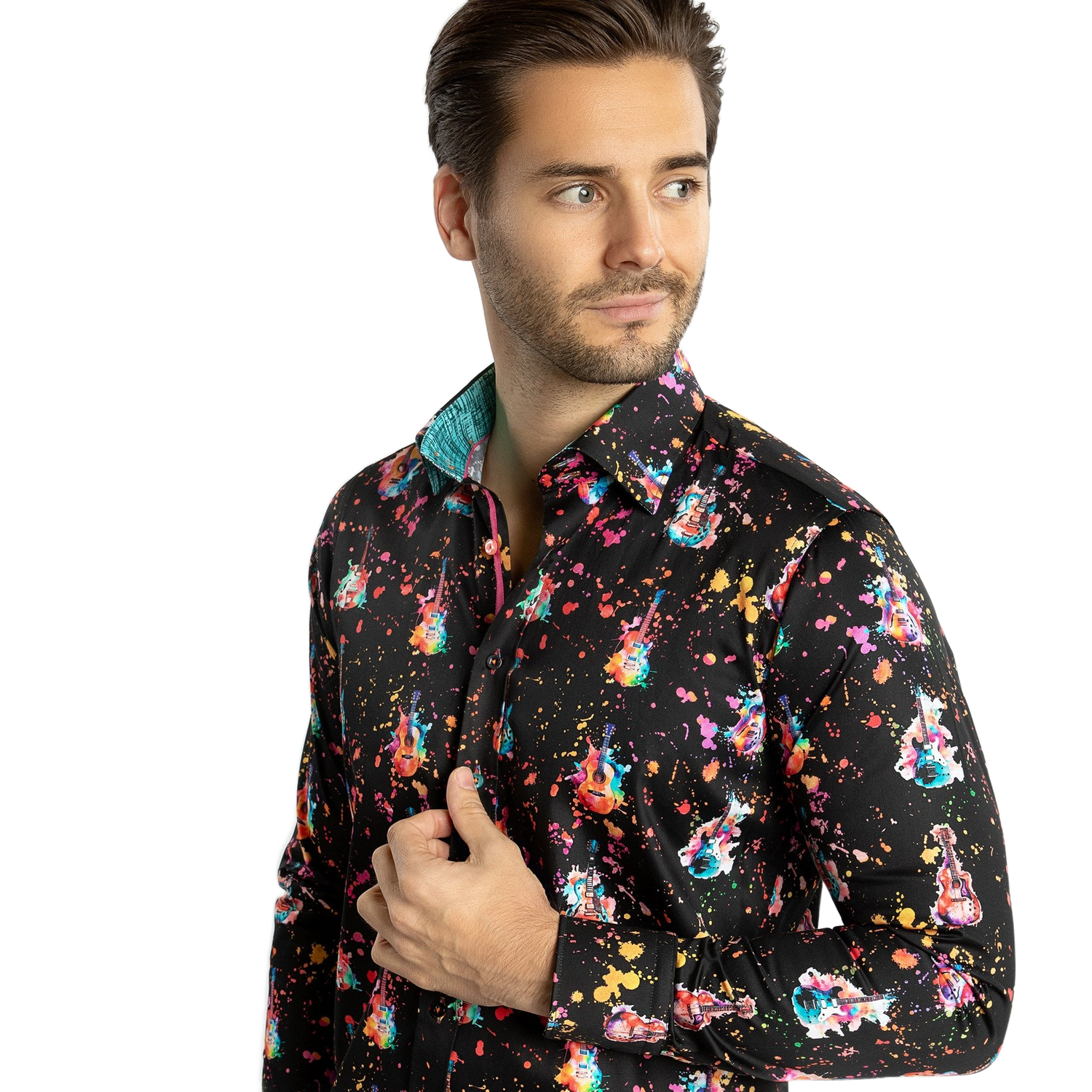 Splash Guitar Print Shirt - Claudio Lugli Shirts