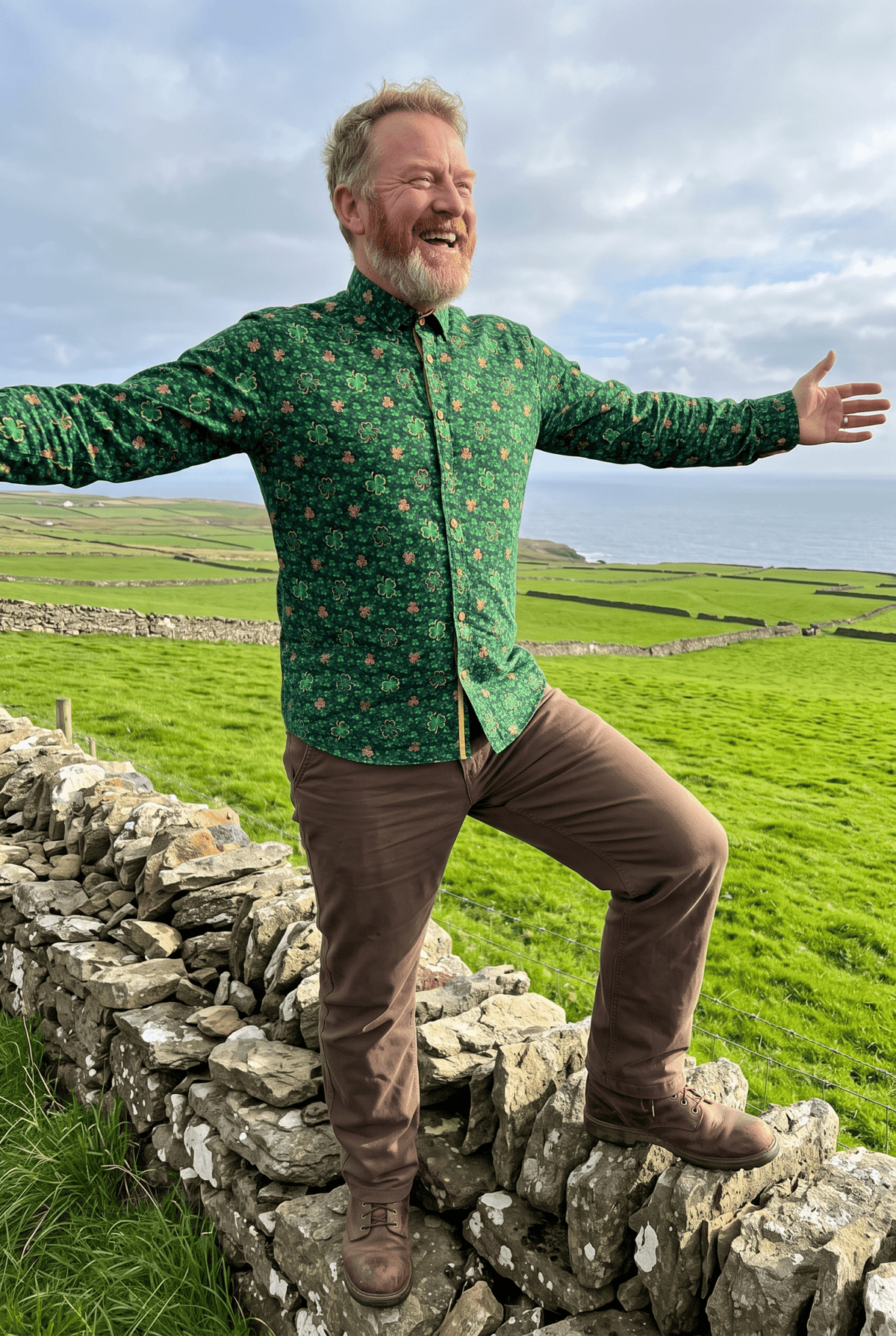 St. Patrick's Day Shamrock Emerald Print Shirt - Claudio Lugli Shirts