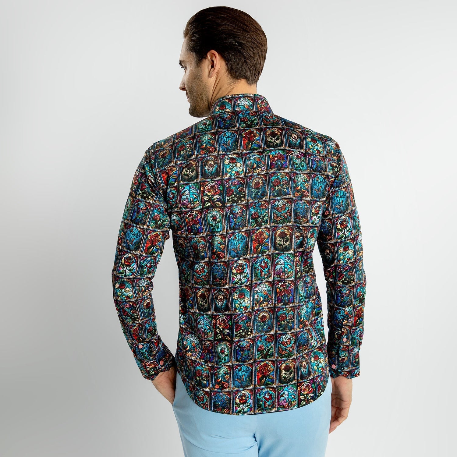 STAINED GLASS ROMANCE PRINT SHIRT - Premium Men's Patterned Shirt by Claudio Lugli | Bold Design, Tailored Fit, Best Printed Shirts