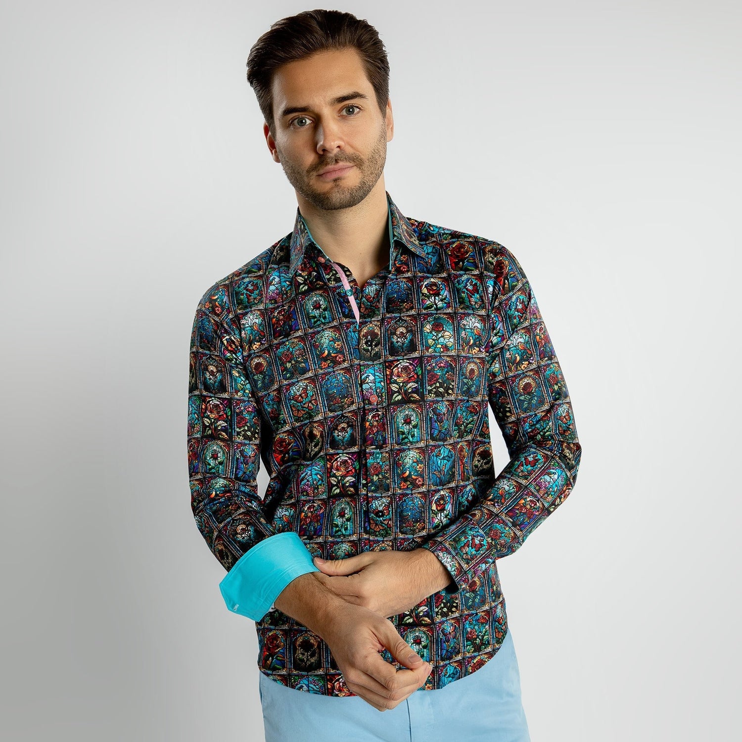 STAINED GLASS ROMANCE PRINT SHIRT - Premium Men's Patterned Shirt by Claudio Lugli | Bold Design, Tailored Fit, Best Printed Shirts