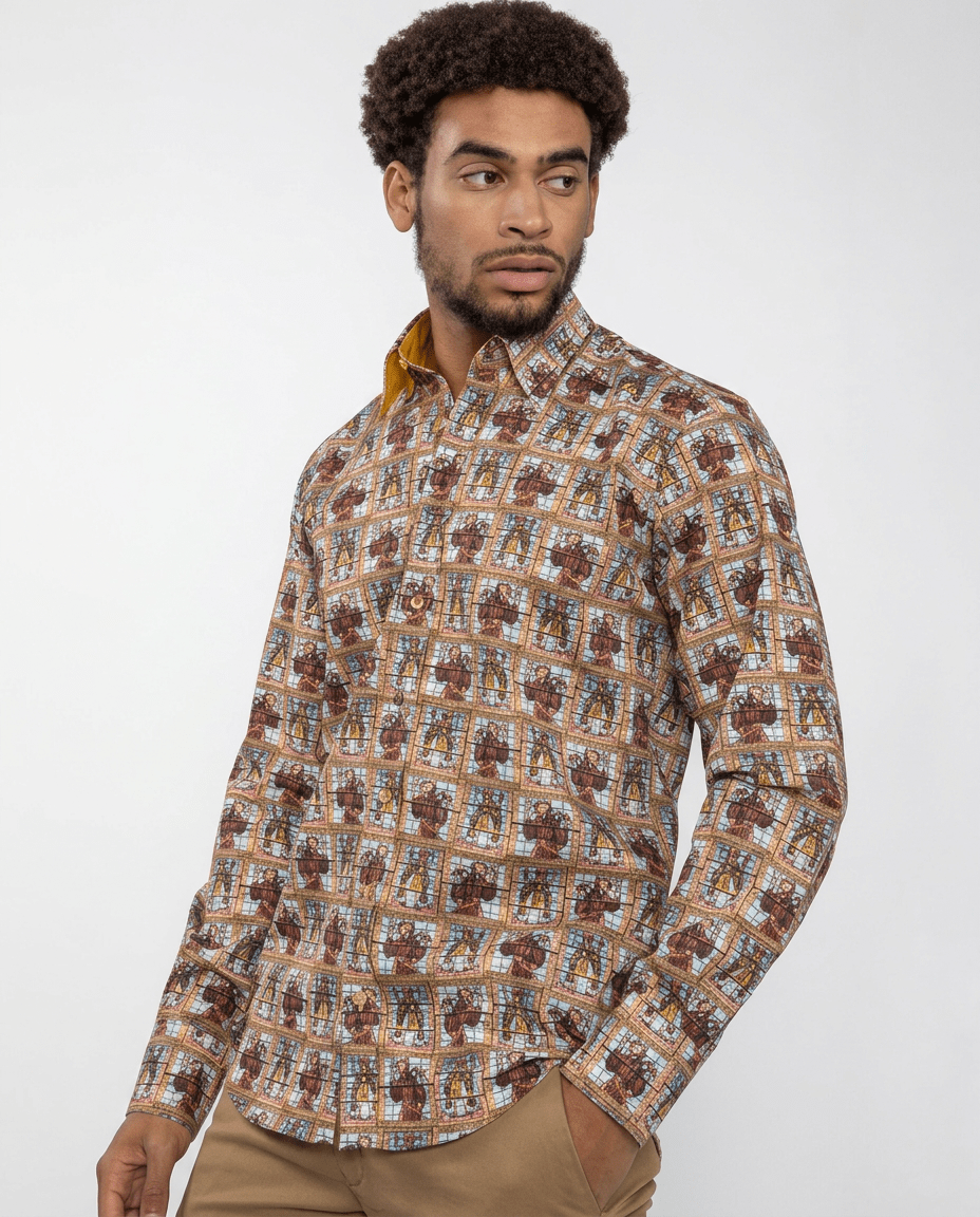 Stained Glass Saints Print Shirt - Claudio Lugli Shirts