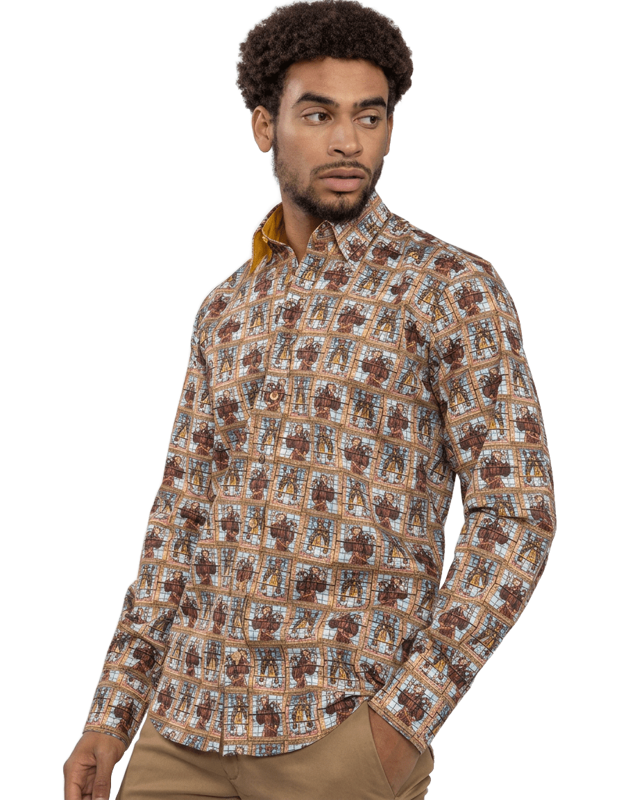 Stained Glass Saints Print Shirt - Claudio Lugli Shirts