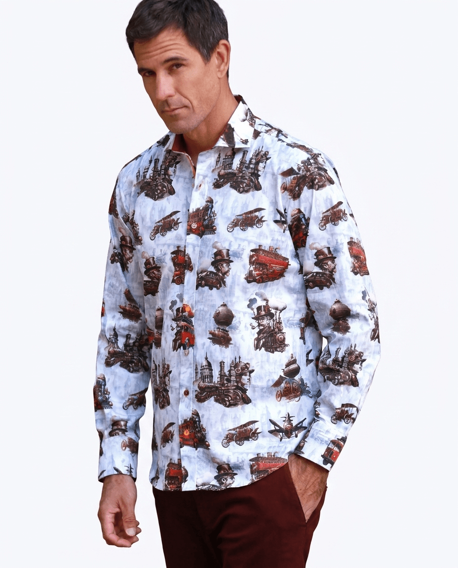 Steampunk City Print Shirt - Claudio Lugli Shirts