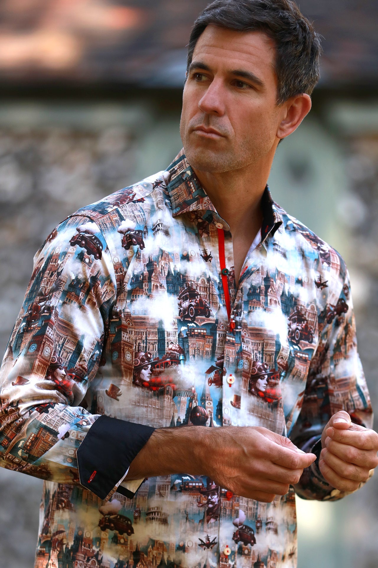 STEAMPUNK CITY PRINT SHIRT – Premium Men's Patterned Shirt by Claudio Lugli | Bold Design, Tailored Fit, Best Printed Shirts