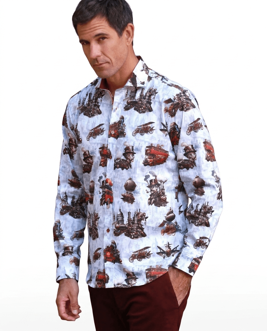 Steampunk City Print Shirt - Claudio Lugli Shirts