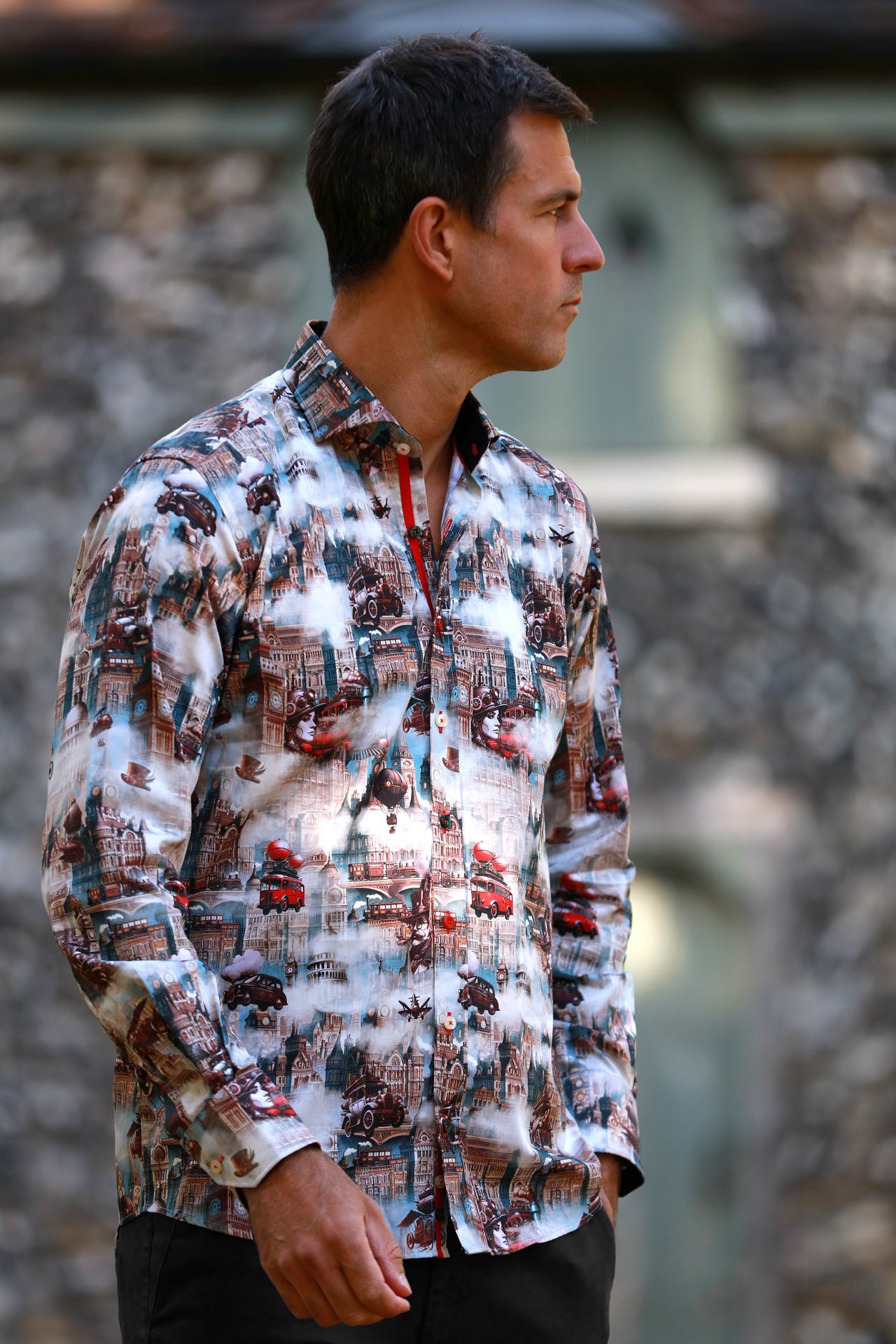 STEAMPUNK CITY PRINT SHIRT – Premium Men's Patterned Shirt by Claudio Lugli | Bold Design, Tailored Fit, Best Printed Shirts