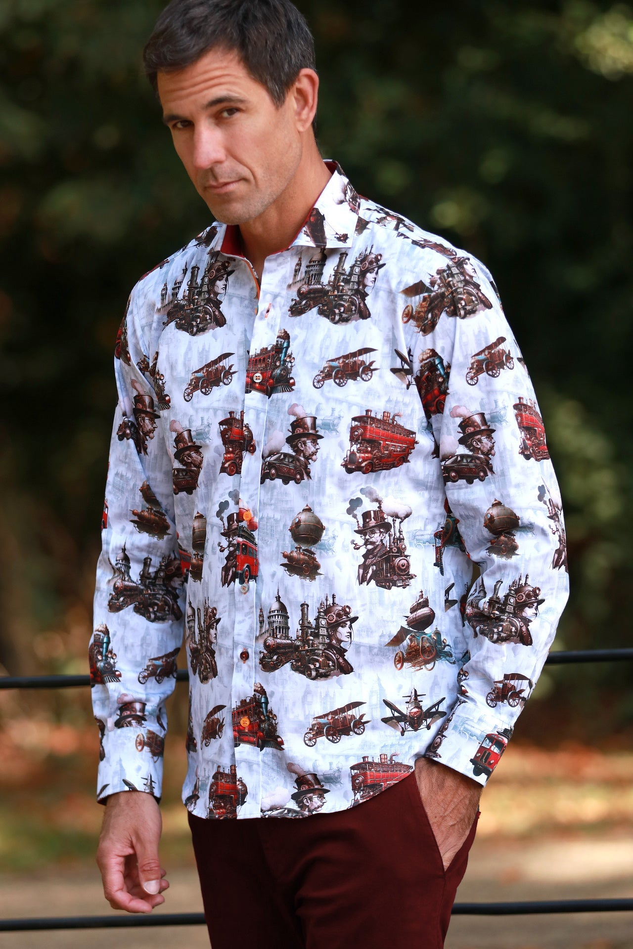 STEAMPUNK CITY PRINT SHIRT – Premium Men's Patterned Shirt by Claudio Lugli | Bold Design, Tailored Fit, Best Printed Shirts