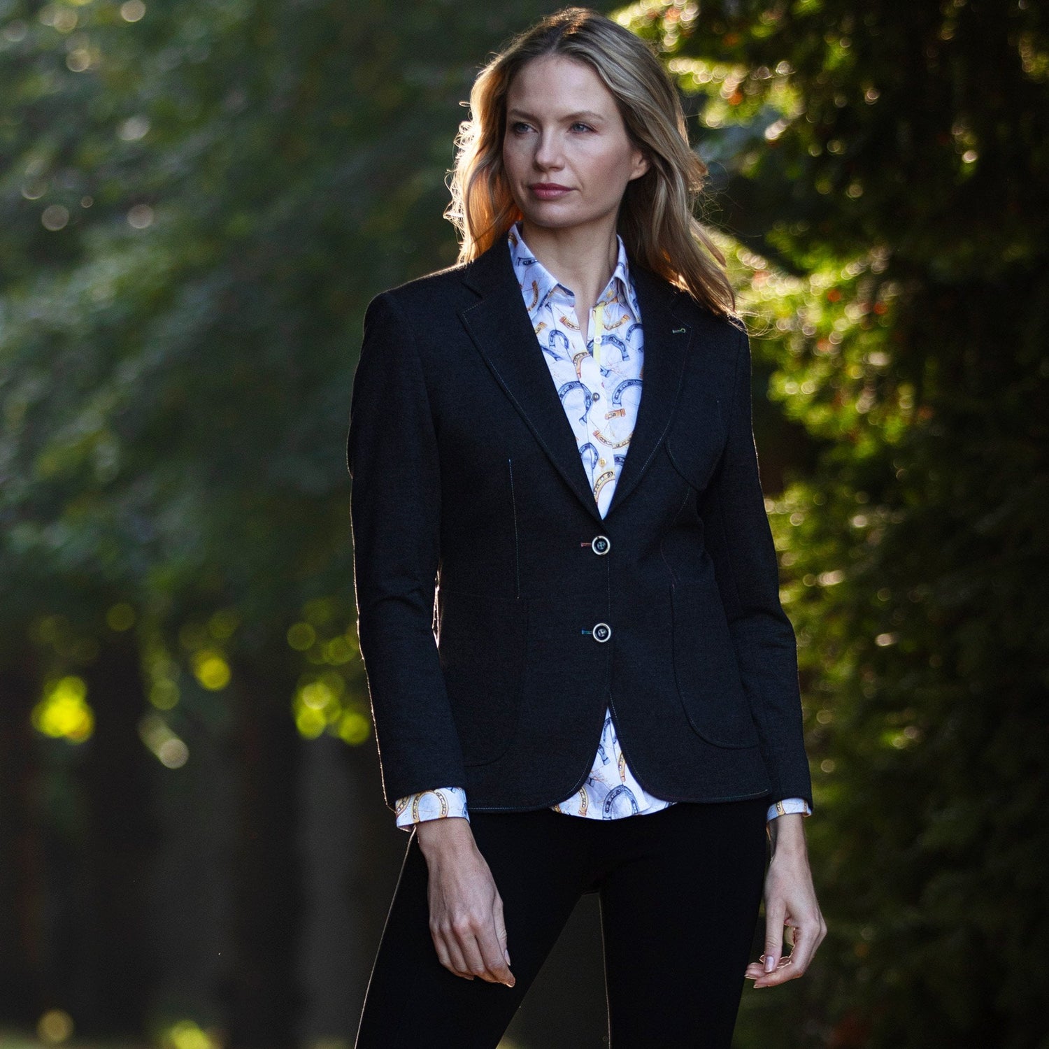 STRETCH COTTON LYCRA WOMENS JACKET WITH MULTICOLOUR STITCHING - Premium Men's Patterned Shirt by Claudio Lugli | Bold Design, Tailored Fit, Best Printed Shirts