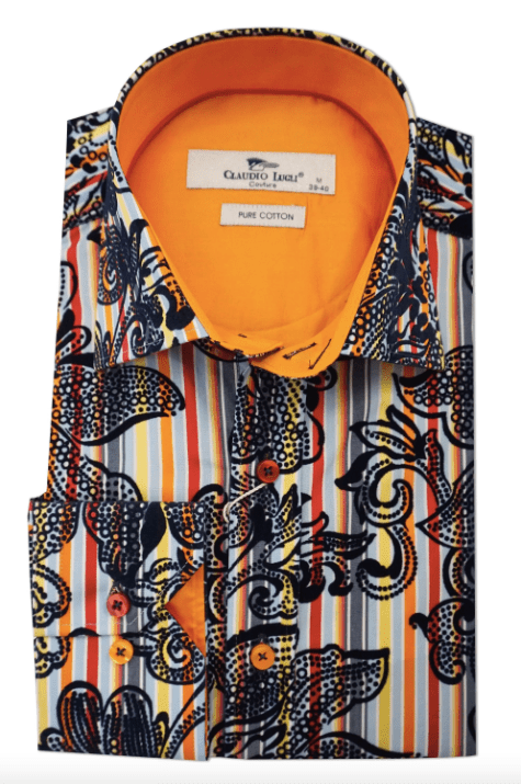 STRIPE FLOCKING FLORAL SHIRT – Premium Men's Patterned Shirt by Claudio Lugli | Bold Design, Tailored Fit, Best Printed Shirts