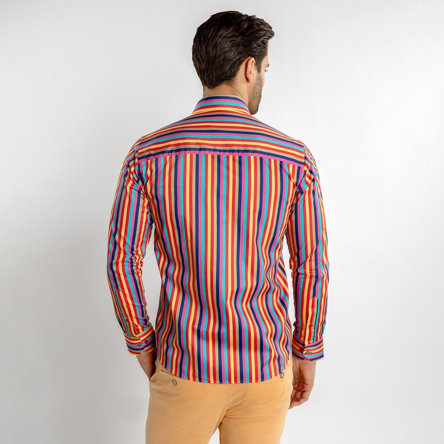 STRIPE MULTICOLOR PRINT SHIRT - Premium Men's Patterned Shirt by Claudio Lugli | Bold Design, Tailored Fit, Best Printed Shirts