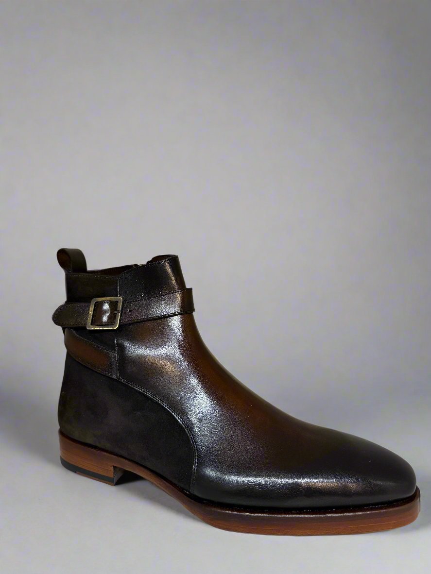 SUEDE + LEATHER HAND PAINTED BOOT - Q - 01 - 8340 – Premium Men's Patterned Shirt by Claudio Lugli | Bold Design, Tailored Fit, Best Printed Shirts