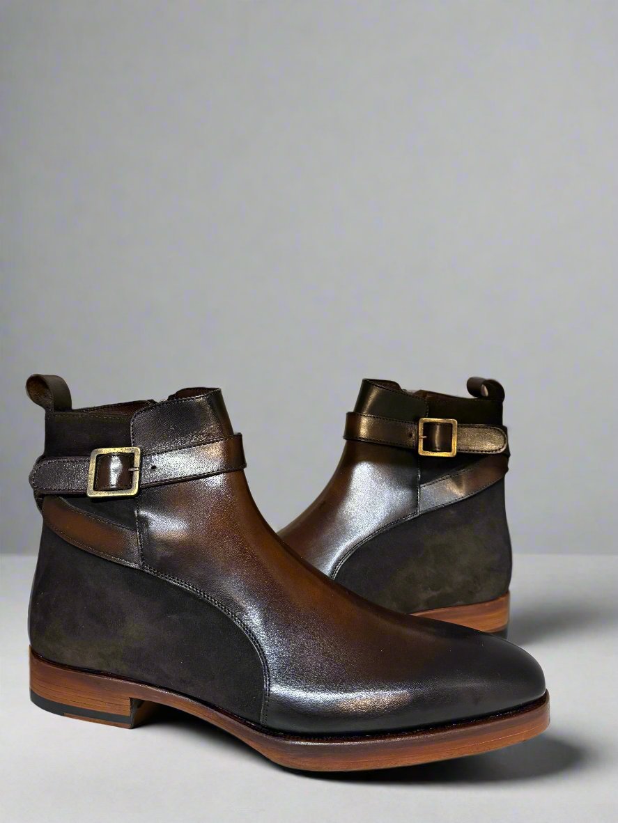 SUEDE + LEATHER HAND PAINTED BOOT - Q - 01 - 8340 – Premium Men's Patterned Shirt by Claudio Lugli | Bold Design, Tailored Fit, Best Printed Shirts