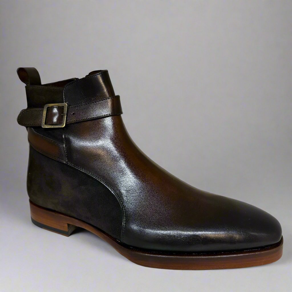 SUEDE + LEATHER HAND PAINTED BOOT - Q - 01 - 8340 – Premium Men's Patterned Shirt by Claudio Lugli | Bold Design, Tailored Fit, Best Printed Shirts