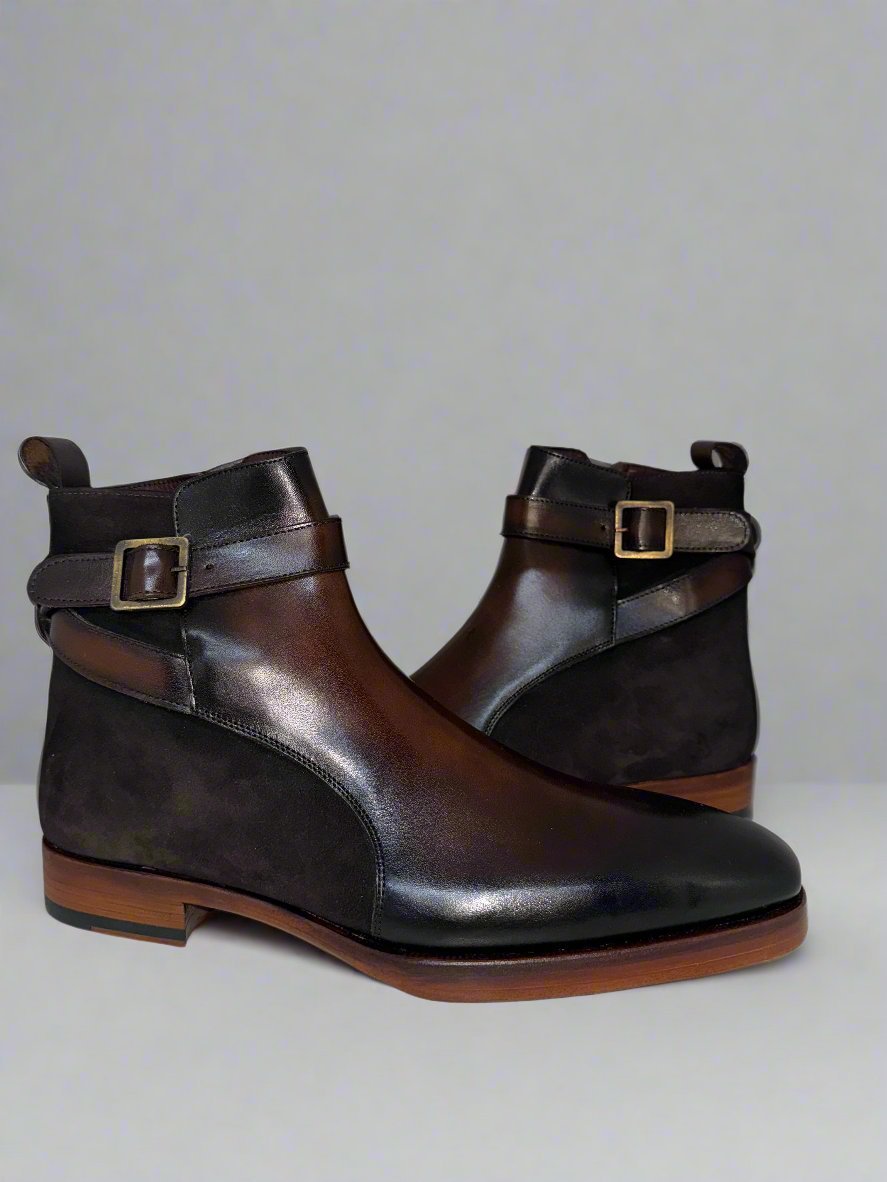 SUEDE + LEATHER HAND PAINTED BOOT - Q - 01 - 8340 – Premium Men's Patterned Shirt by Claudio Lugli | Bold Design, Tailored Fit, Best Printed Shirts