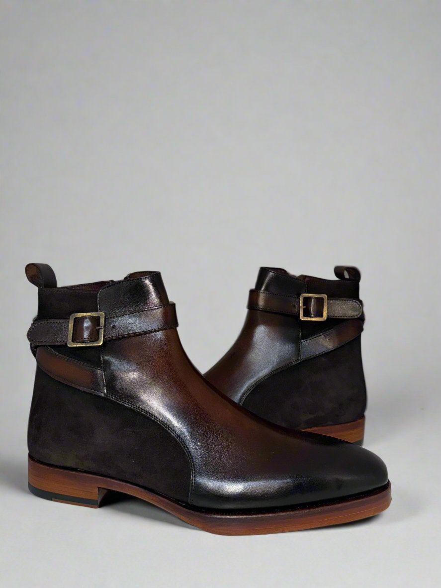 SUEDE + LEATHER HAND PAINTED BOOT - Q - 01 - 8340 – Premium Men's Patterned Shirt by Claudio Lugli | Bold Design, Tailored Fit, Best Printed Shirts