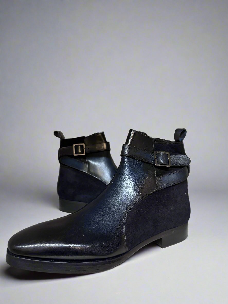 SUEDE + LEATHER HAND PAINTED BOOT - Q - 02 - 8340 - Premium Men's Patterned Shirt by Claudio Lugli | Bold Design, Tailored Fit, Best Printed Shirts