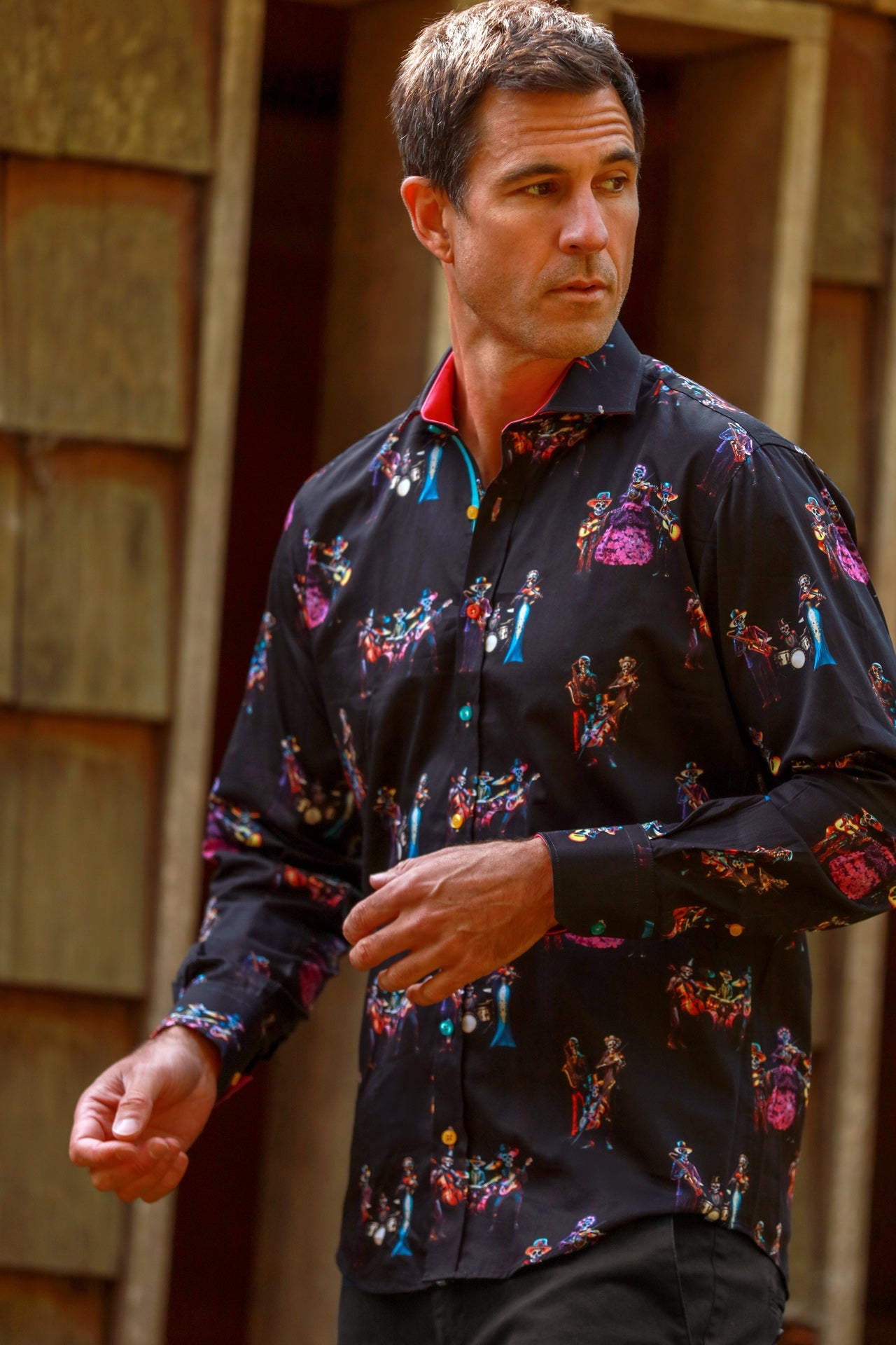 SUGAR SKULL BAND PRINT SHIRT - Premium Men's Patterned Shirt by Claudio Lugli | Bold Design, Tailored Fit, Best Printed Shirts