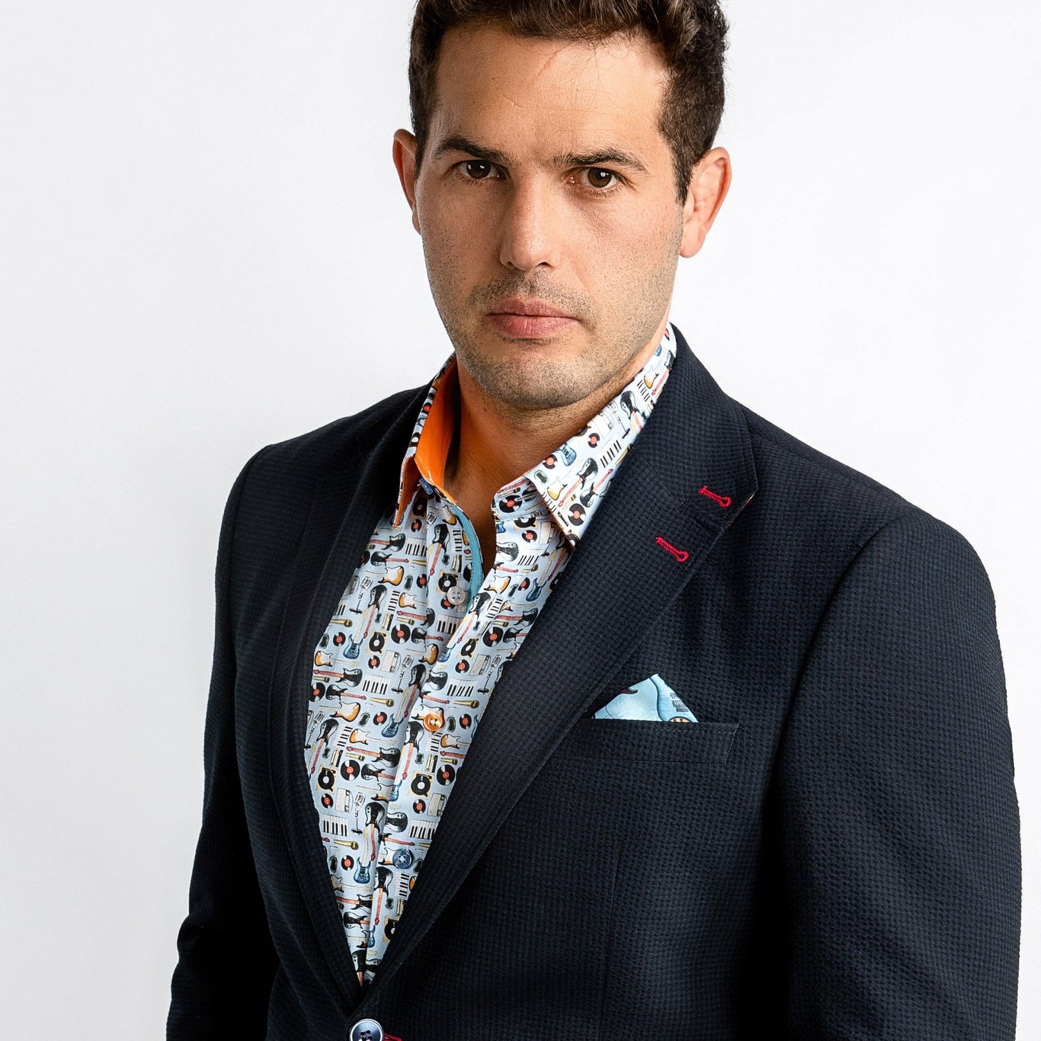 SUPER LIGHTWEIGHT SEERSUCKER BLAZER – Premium Men's Patterned Shirt by Claudio Lugli | Bold Design, Tailored Fit, Best Printed Shirts