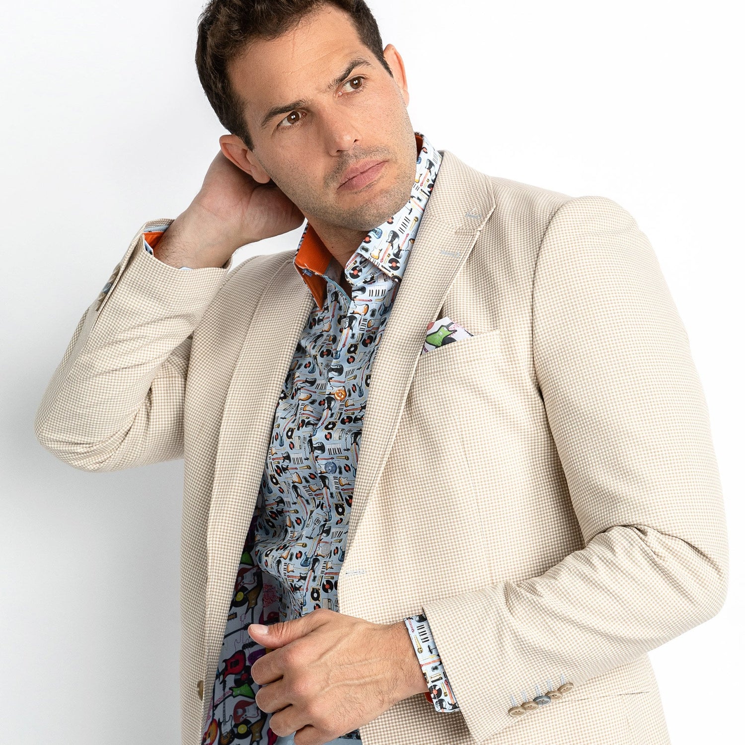 SUPER LIGHTWEIGHT SEERSUCKER BLAZER – Premium Men's Patterned Shirt by Claudio Lugli | Bold Design, Tailored Fit, Best Printed Shirts