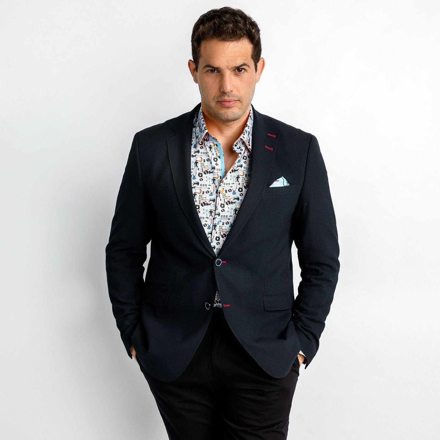 SUPER LIGHTWEIGHT SEERSUCKER BLAZER – Premium Men's Patterned Shirt by Claudio Lugli | Bold Design, Tailored Fit, Best Printed Shirts