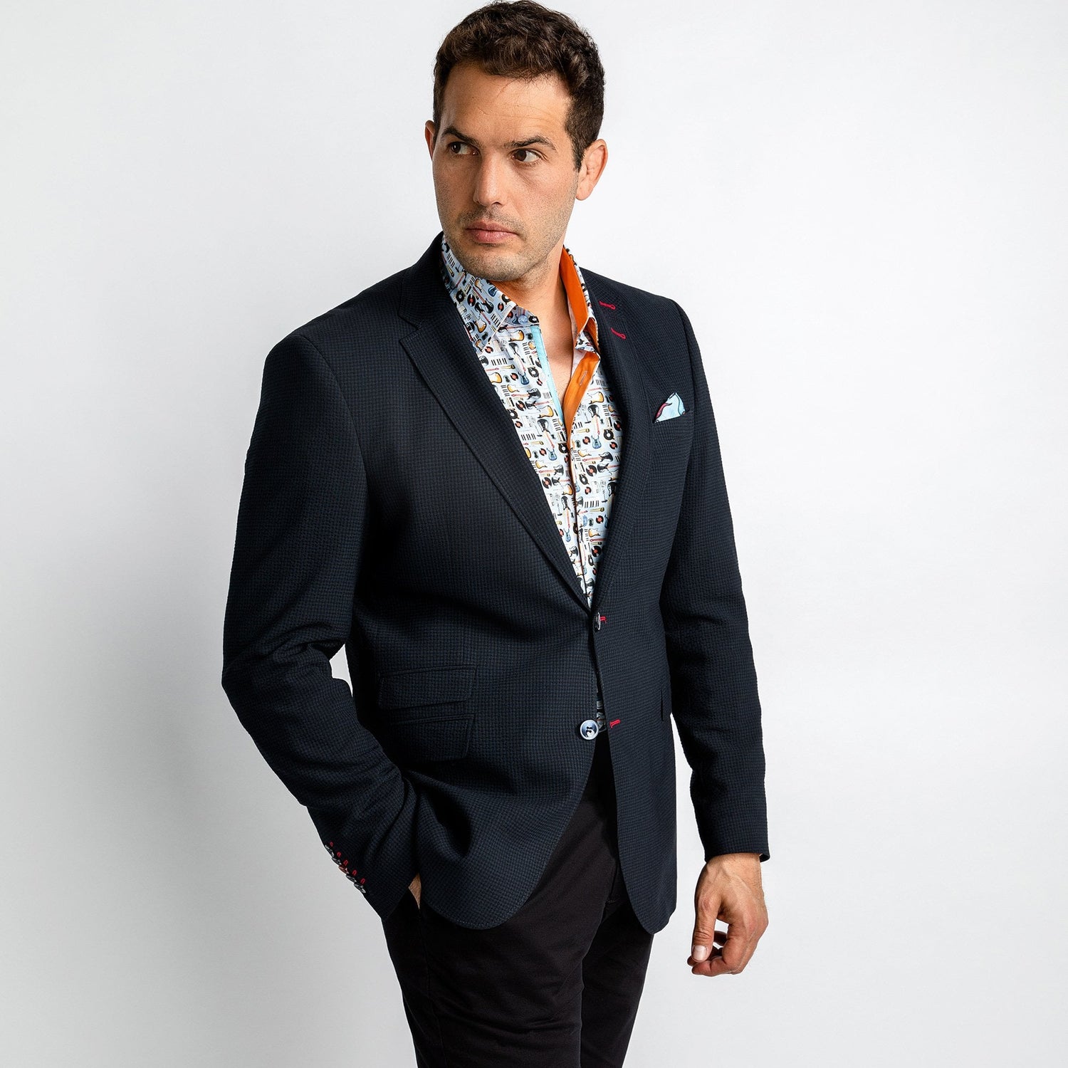 SUPER LIGHTWEIGHT SEERSUCKER BLAZER – Premium Men's Patterned Shirt by Claudio Lugli | Bold Design, Tailored Fit, Best Printed Shirts